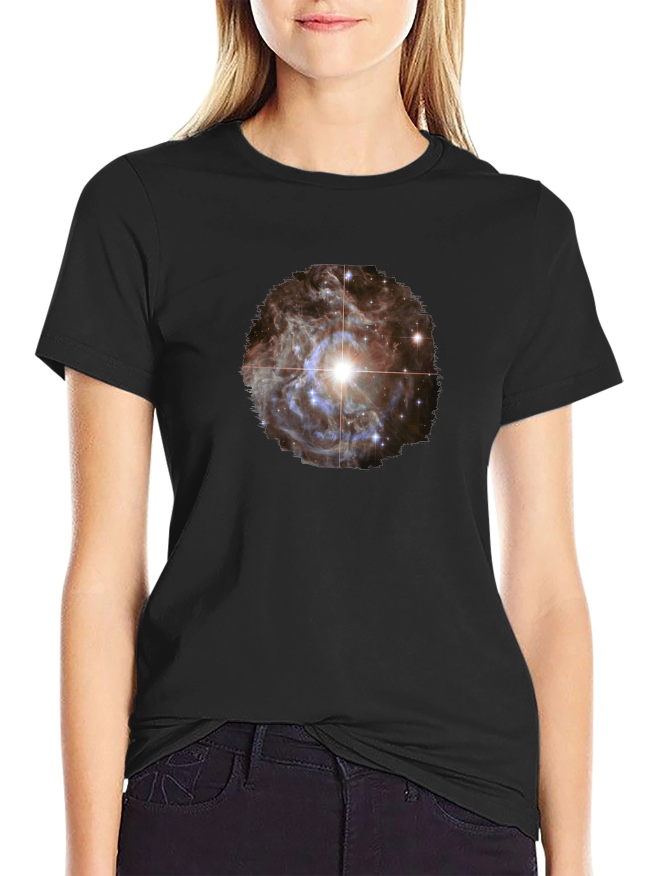 Camiseta Negra con Diseño Espacial