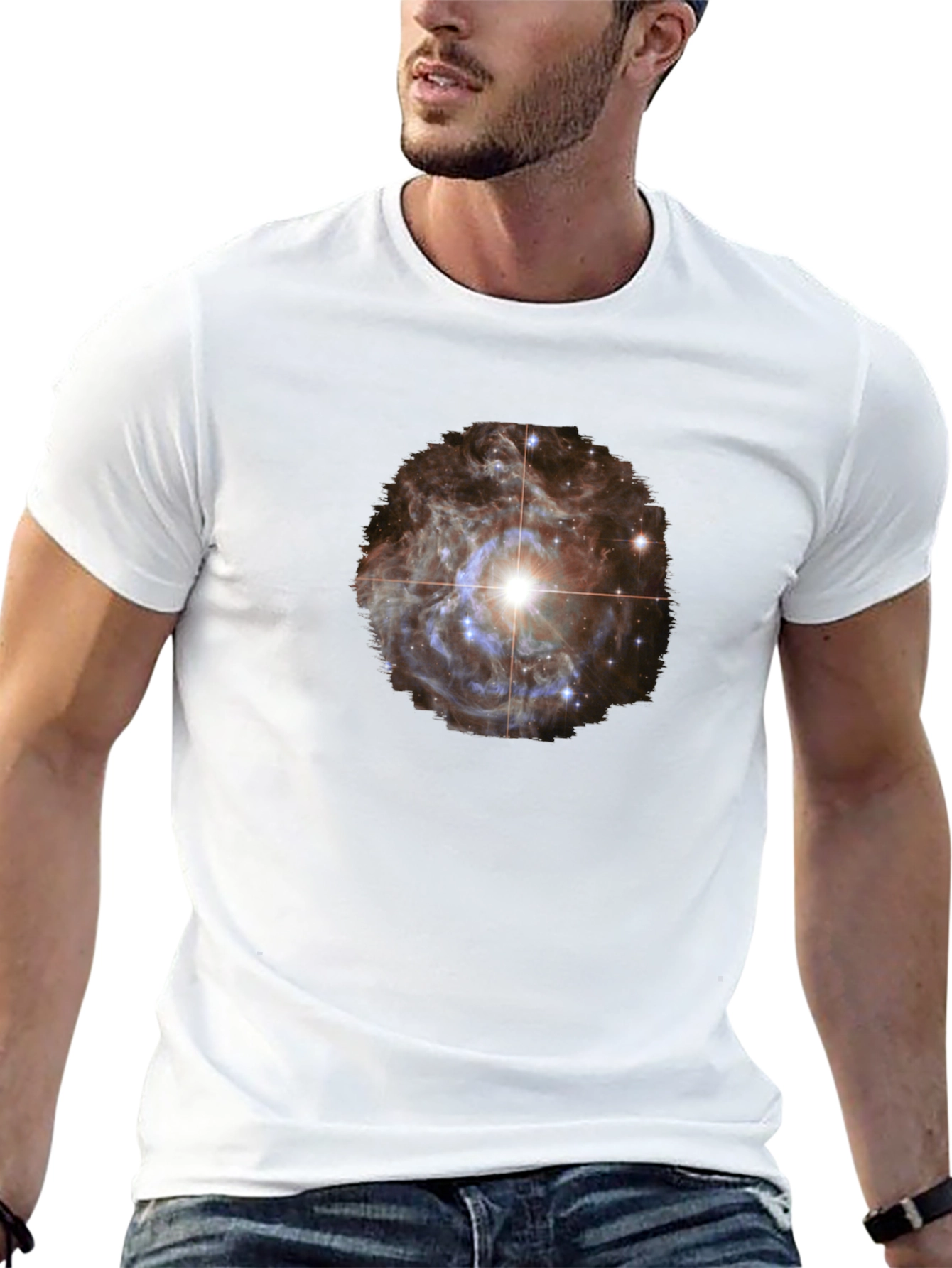 Camiseta Negra con Diseño Espacial