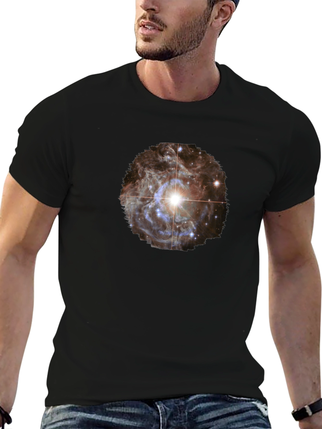 Camiseta Negra con Diseño Espacial