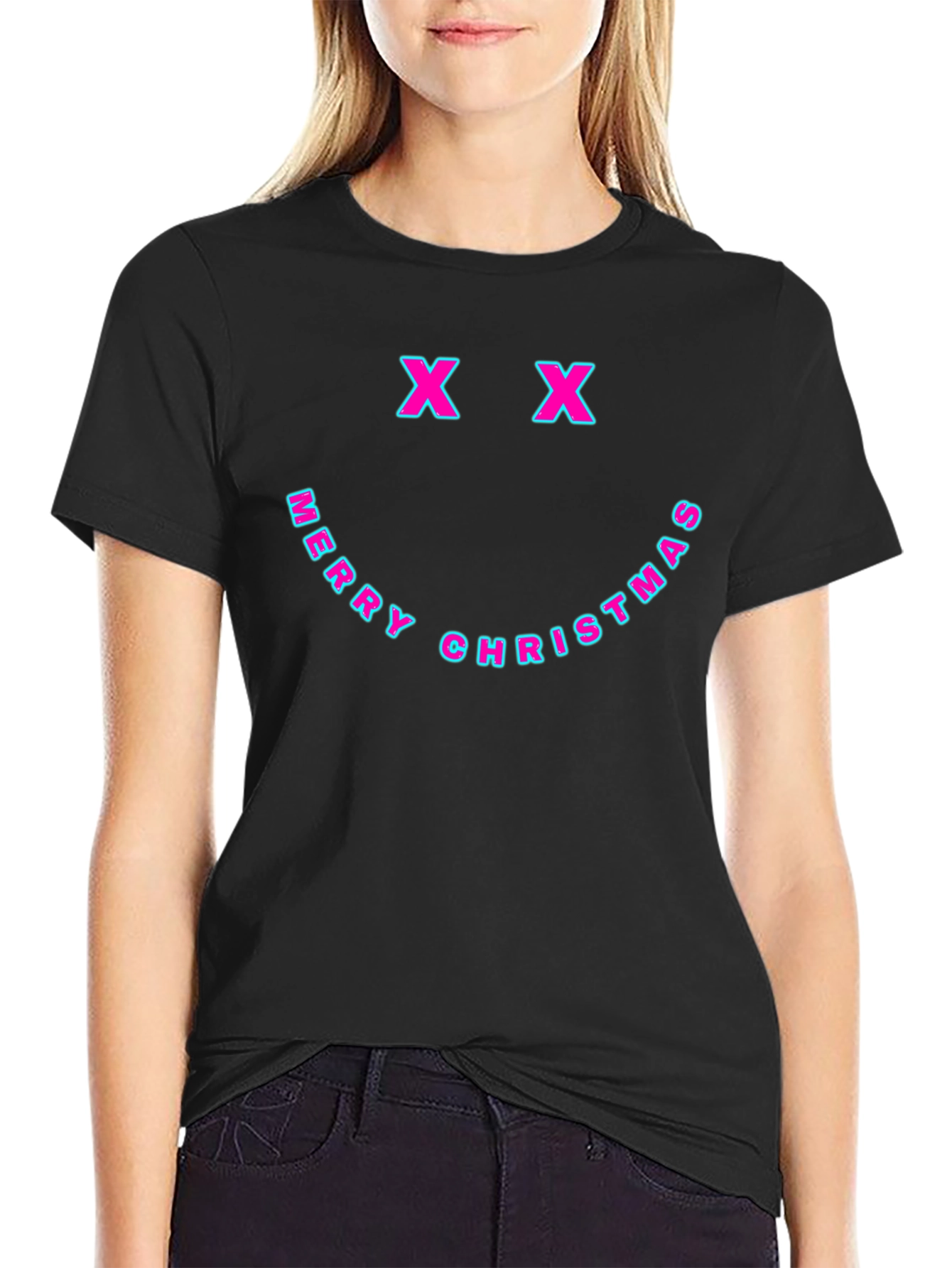 Camiseta Negra Navideña Smiley X