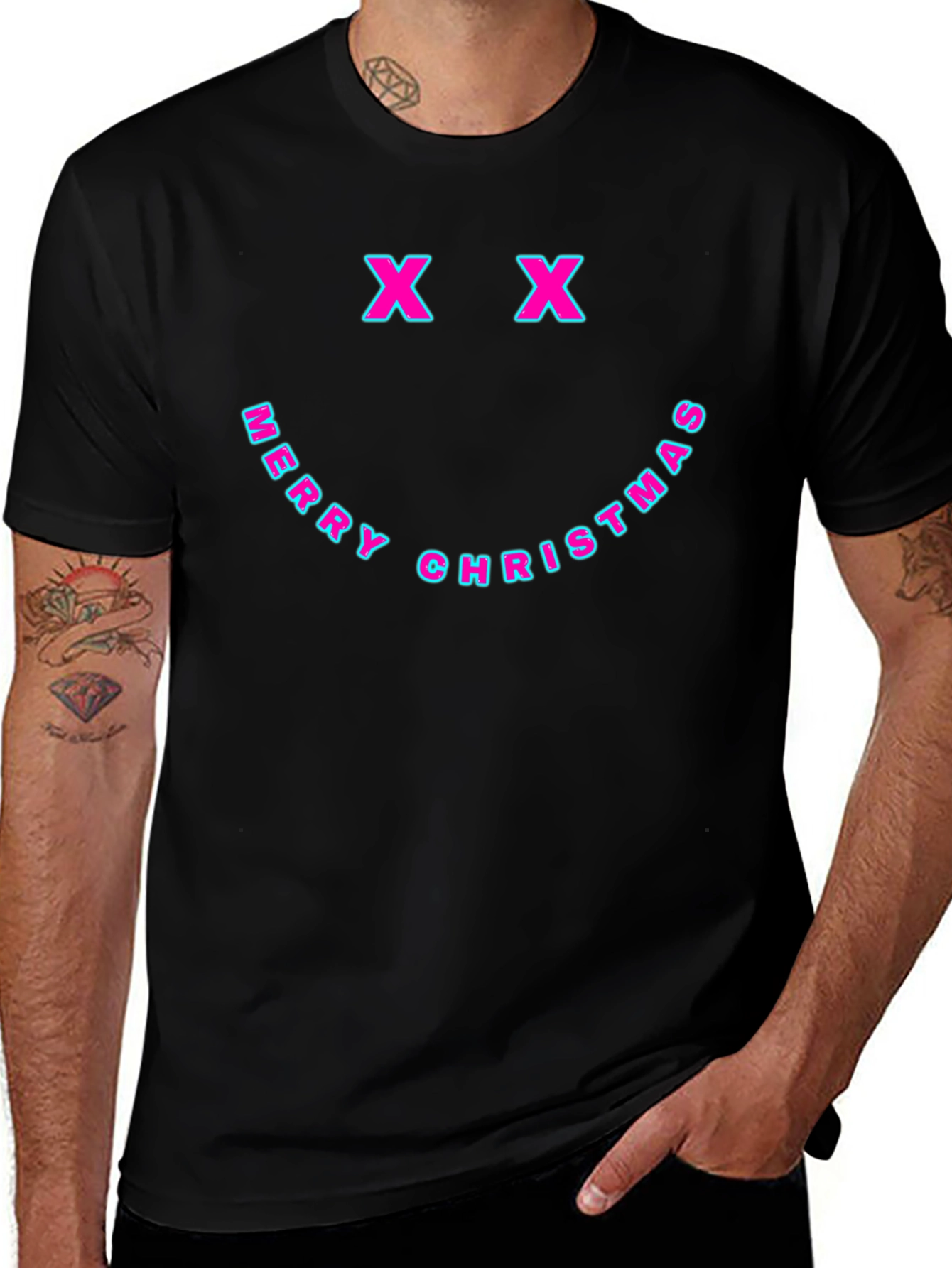 Camiseta Negra Navideña Smiley X