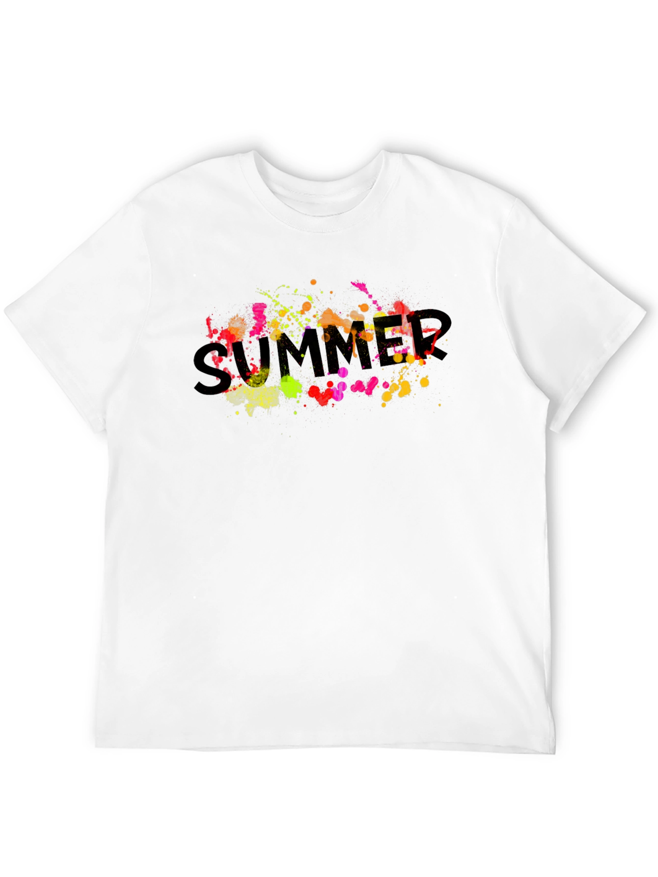 Camiseta Negra de Verano con Estampado de Salpicaduras