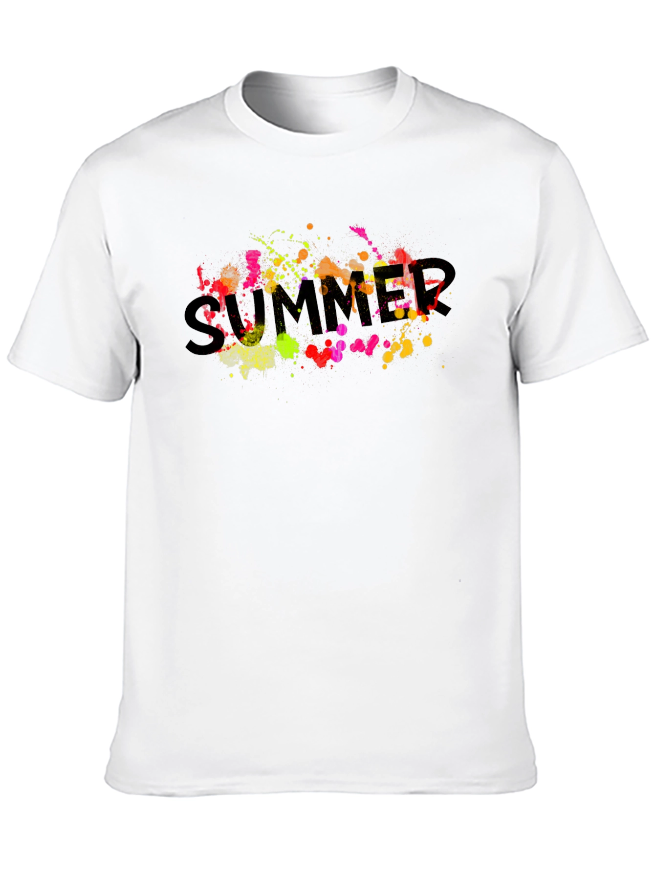 Camiseta Negra de Verano con Estampado de Salpicaduras