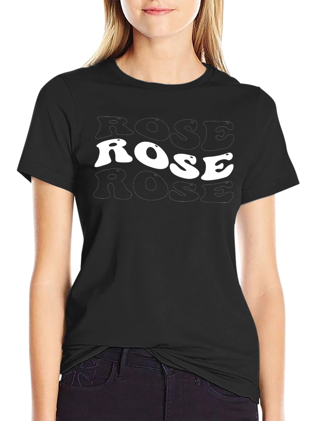 Camiseta Negra Rose Estilo Retro