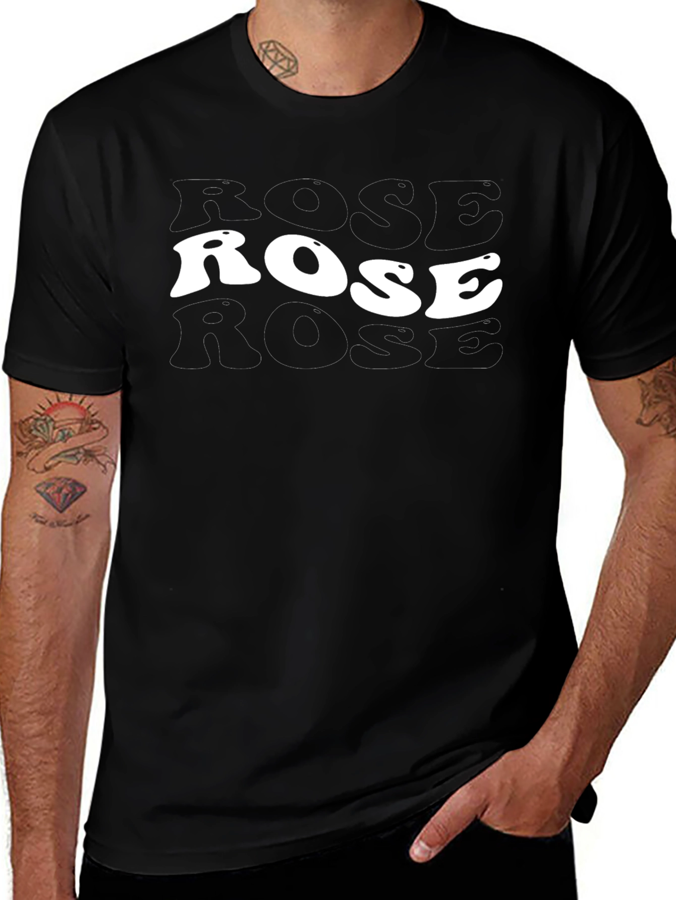 Camiseta Negra Rose Estilo Retro