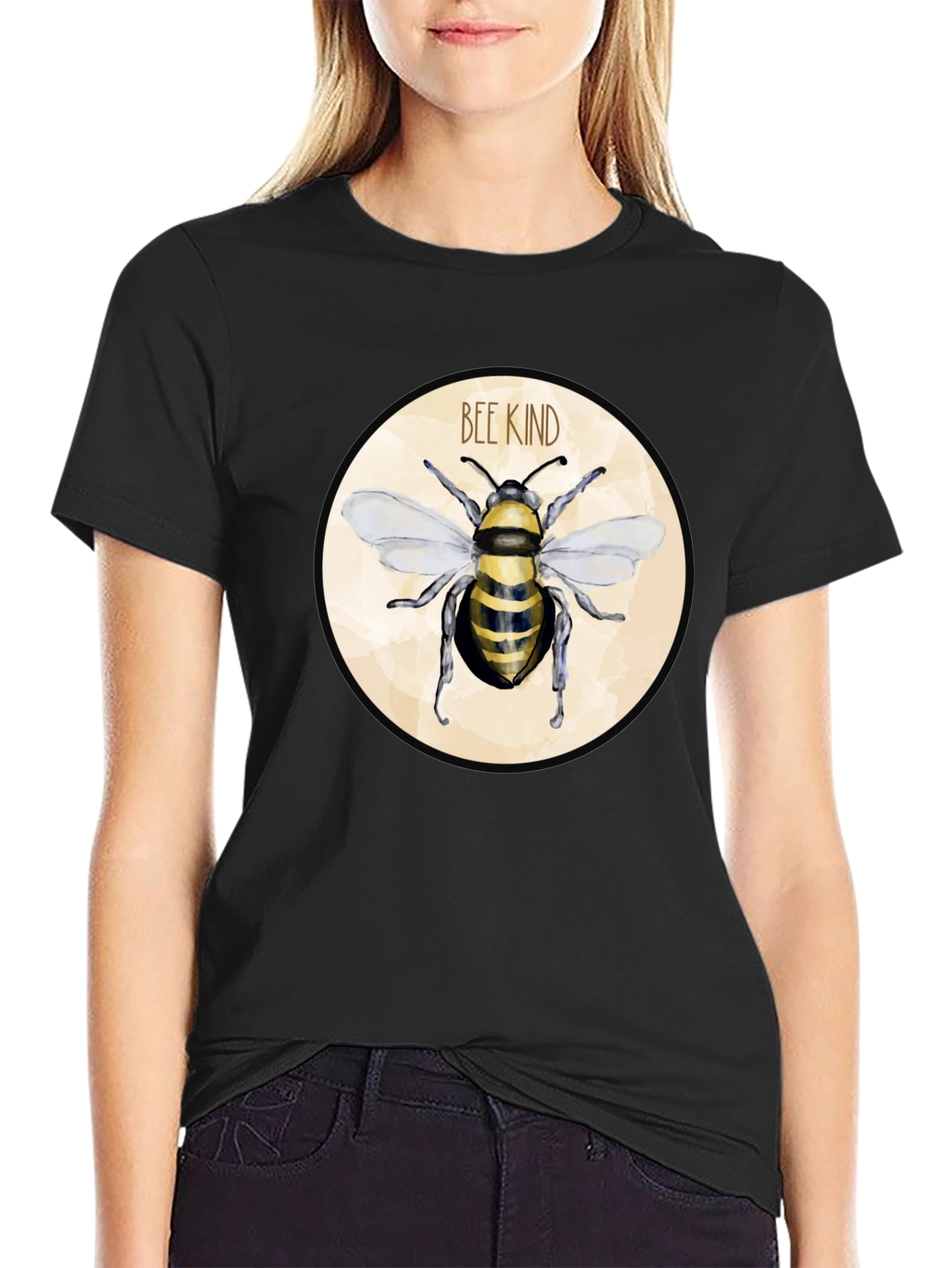 Camiseta Negra Bee Kind para Hombre