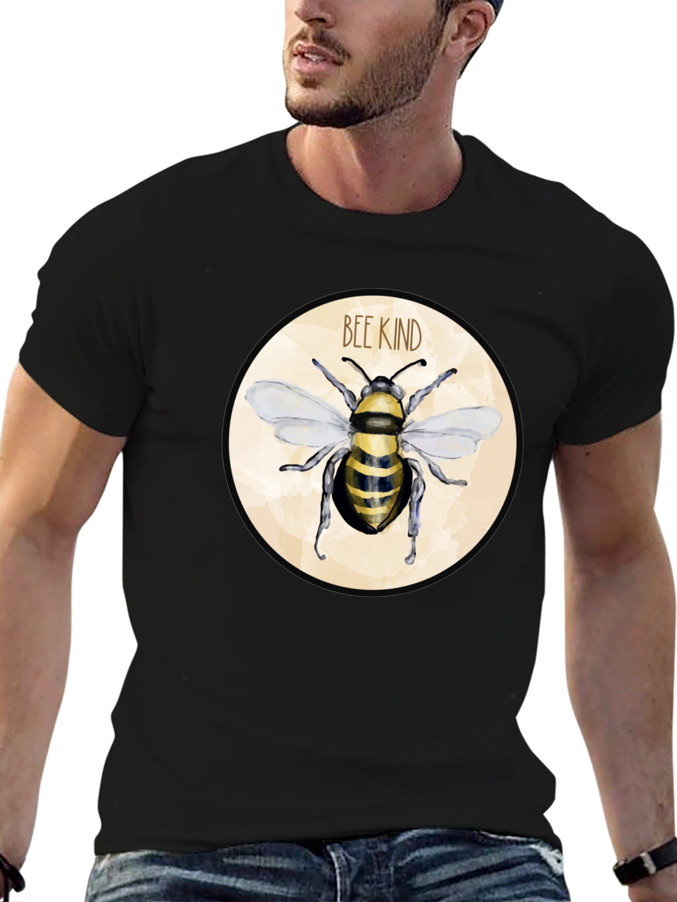 Camiseta Negra Bee Kind para Hombre