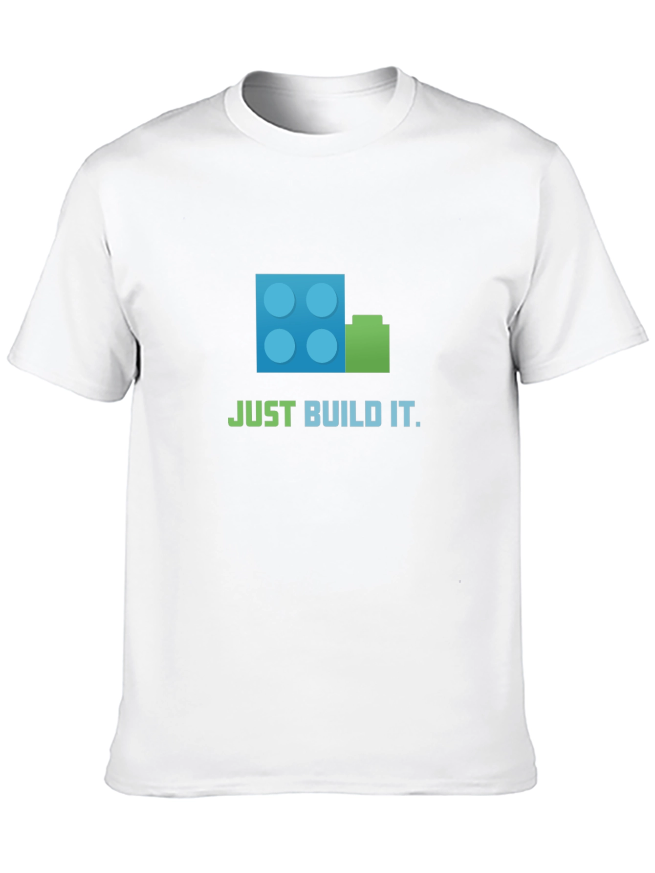 Camiseta Negra Just Build It - Diseño de Ladrillos