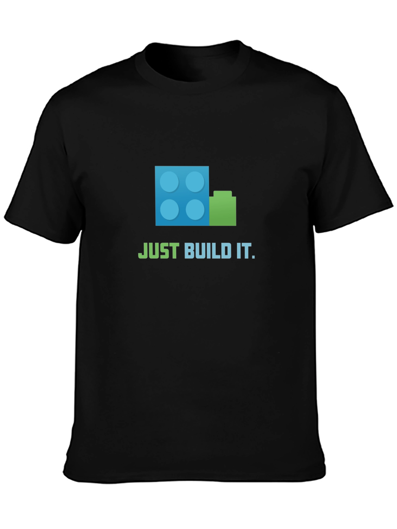Camiseta Negra Just Build It - Diseño de Ladrillos