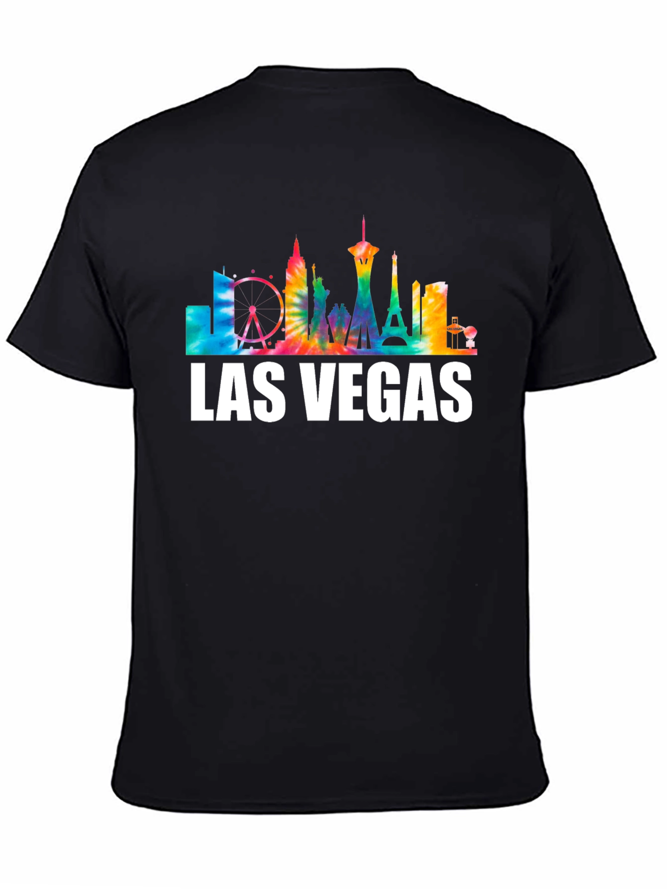 Camiseta Negra Las Vegas Skyline Tie-Dye