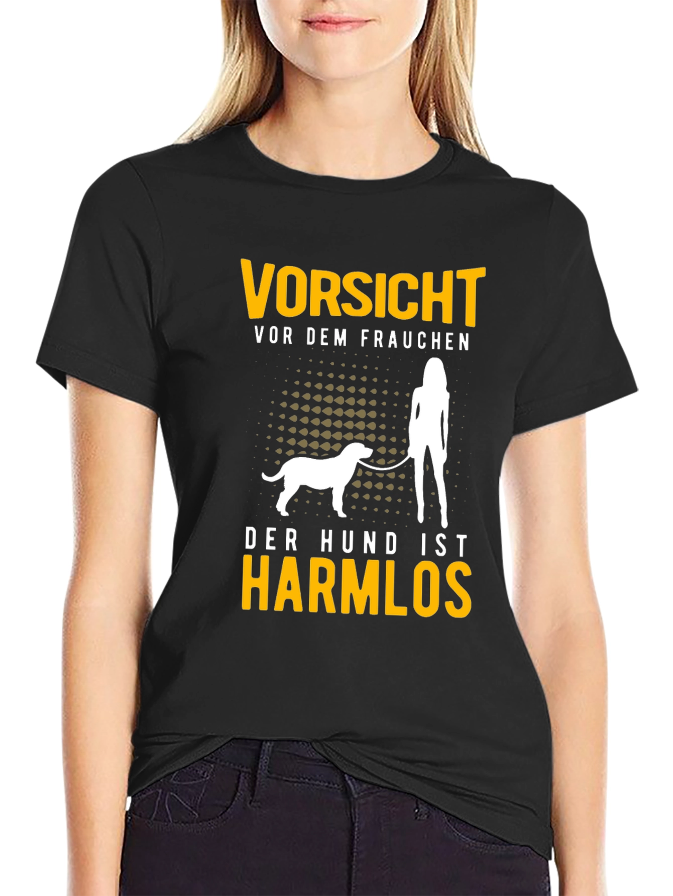 Camiseta Negra con Diseño de Perro Inocente