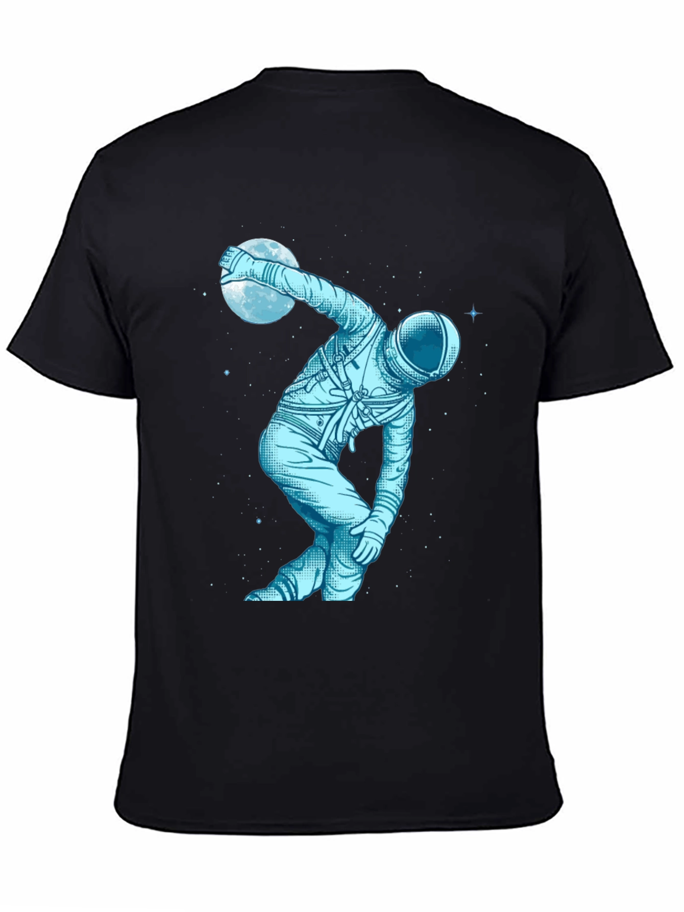 Camiseta Negra Astronauta Jugando con la Luna