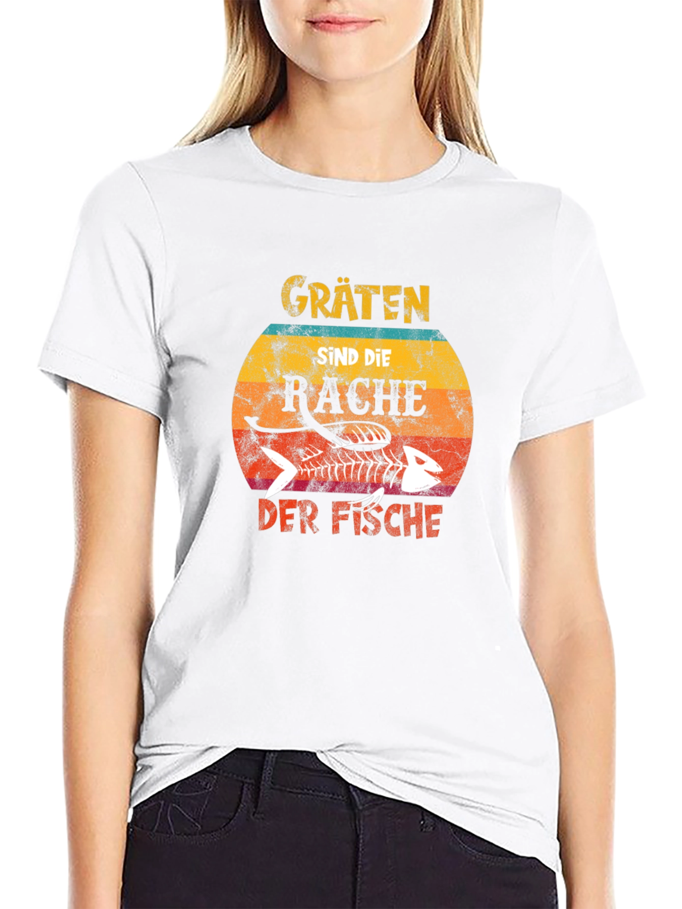 Camiseta Negra Gräten Sind Die Rache Der Fische