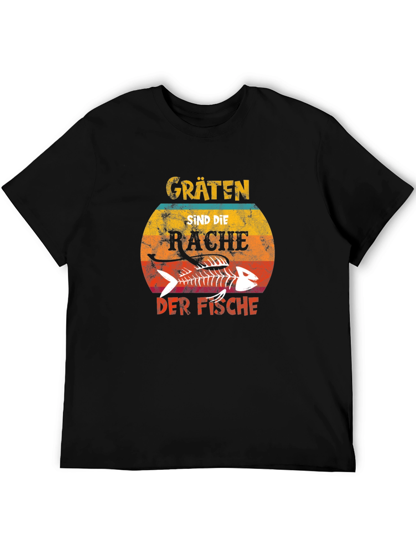 Camiseta Negra Gräten Sind Die Rache Der Fische