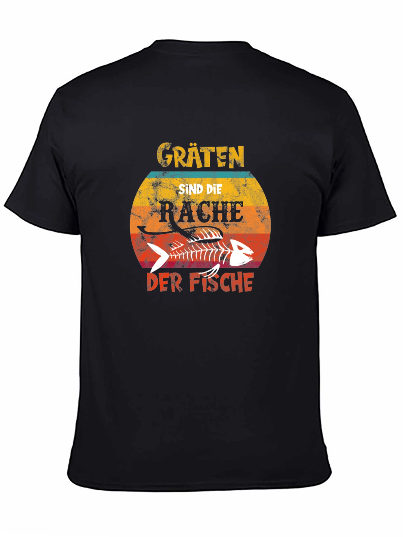 Camiseta Negra Gräten Sind Die Rache Der Fische