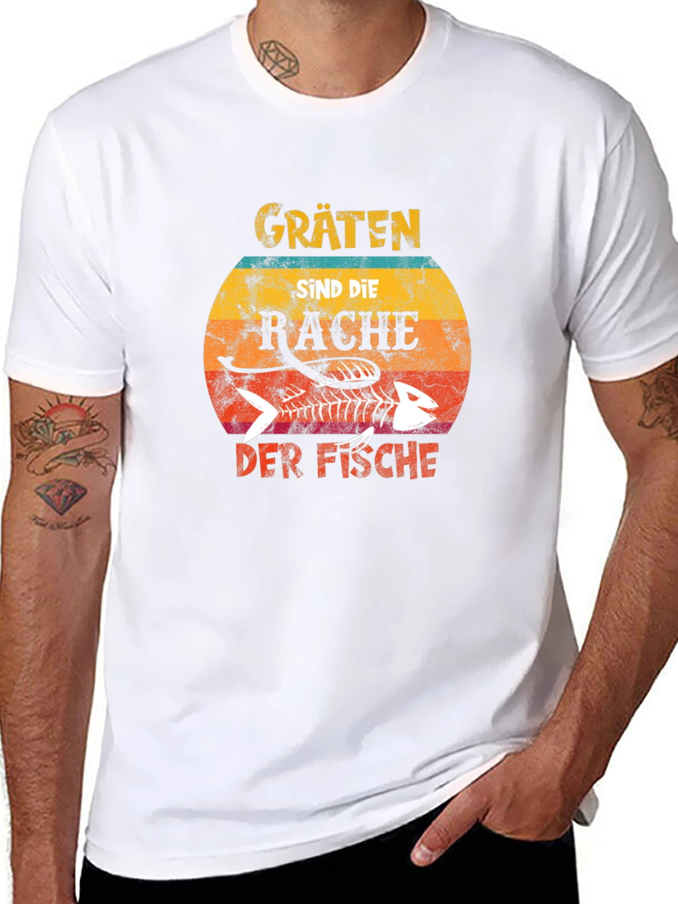 Camiseta Negra Gräten Sind Die Rache Der Fische