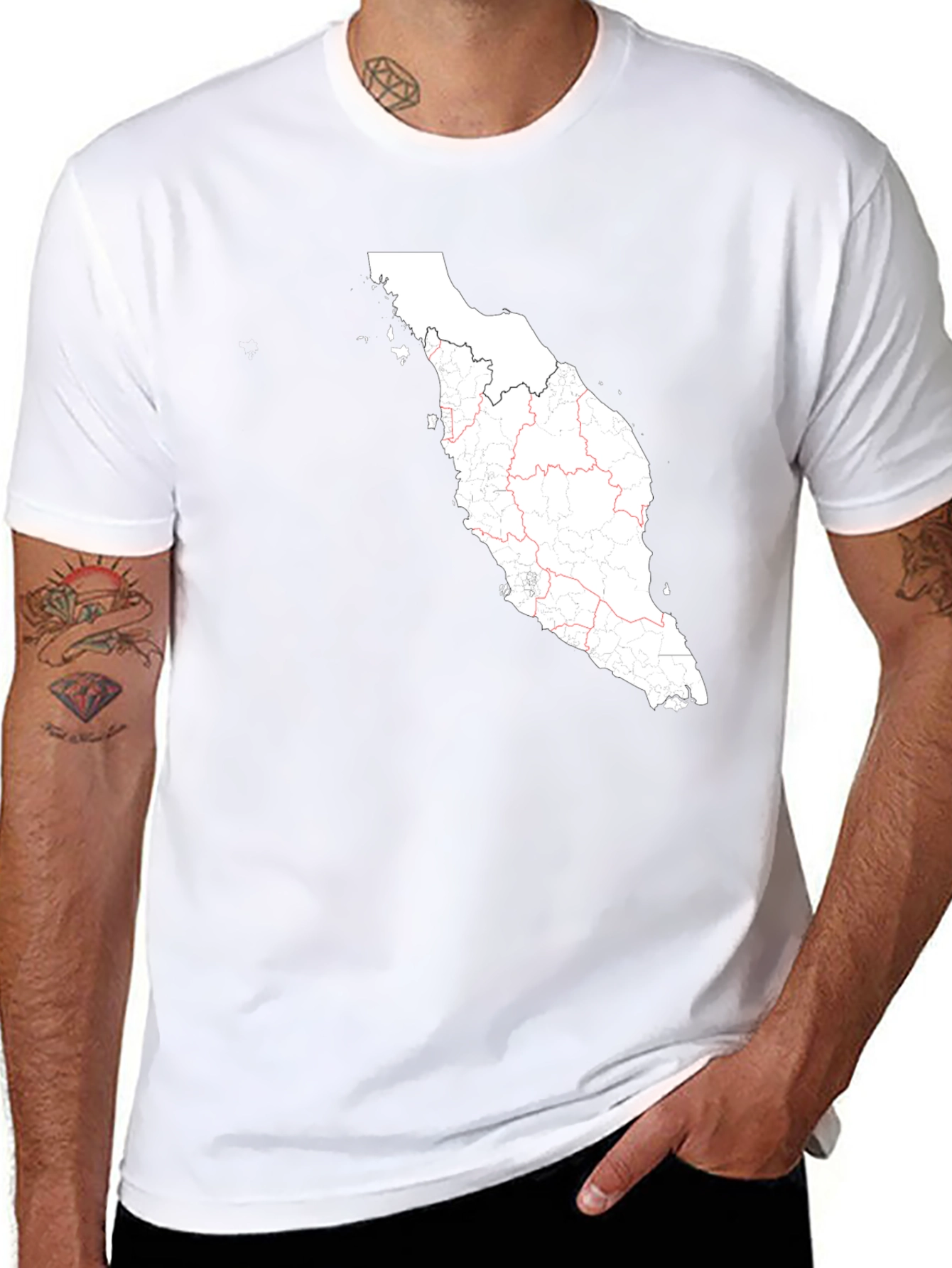 Camiseta Negra con Mapa de Malasia