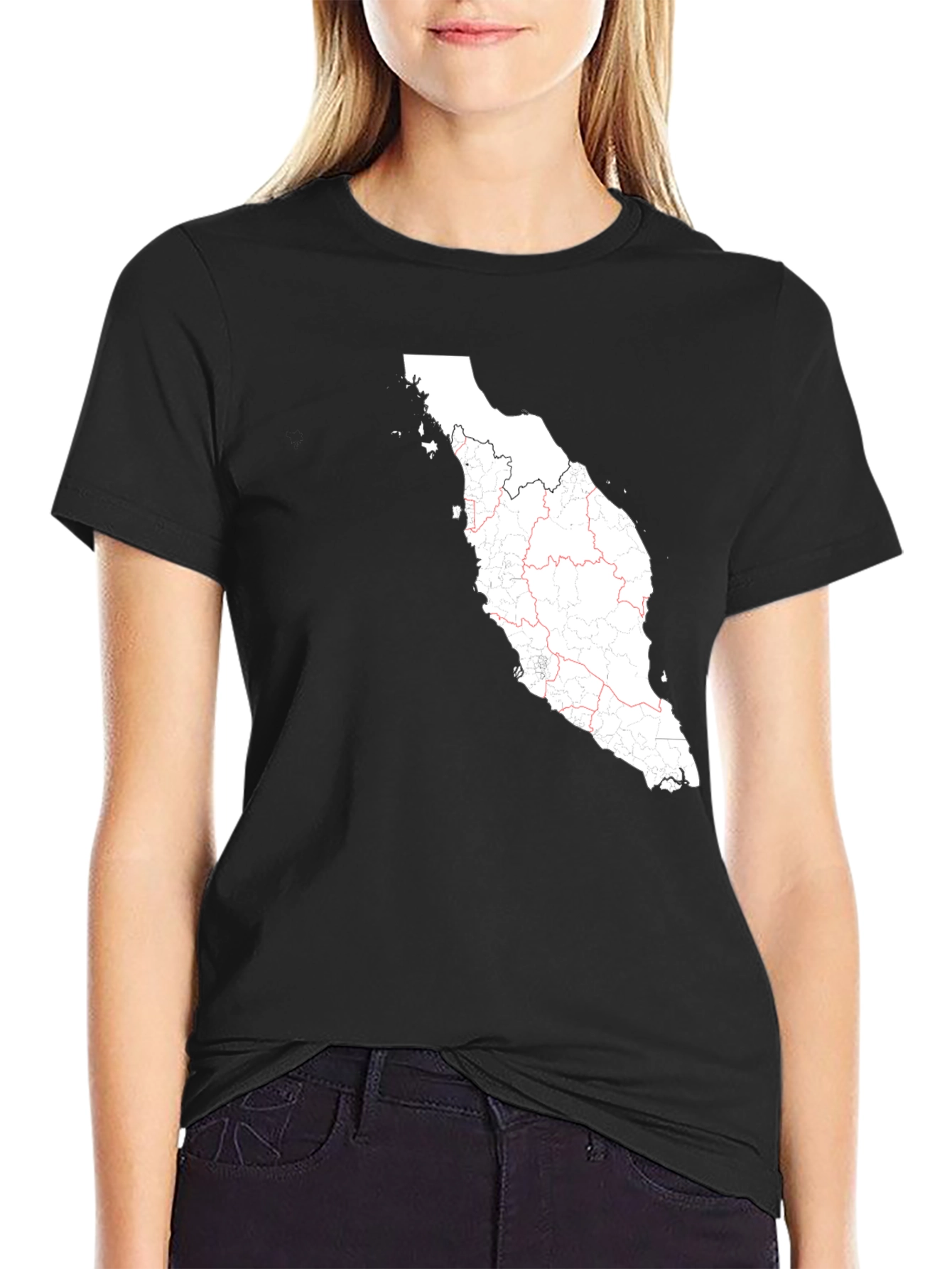 Camiseta Negra con Mapa de Malasia