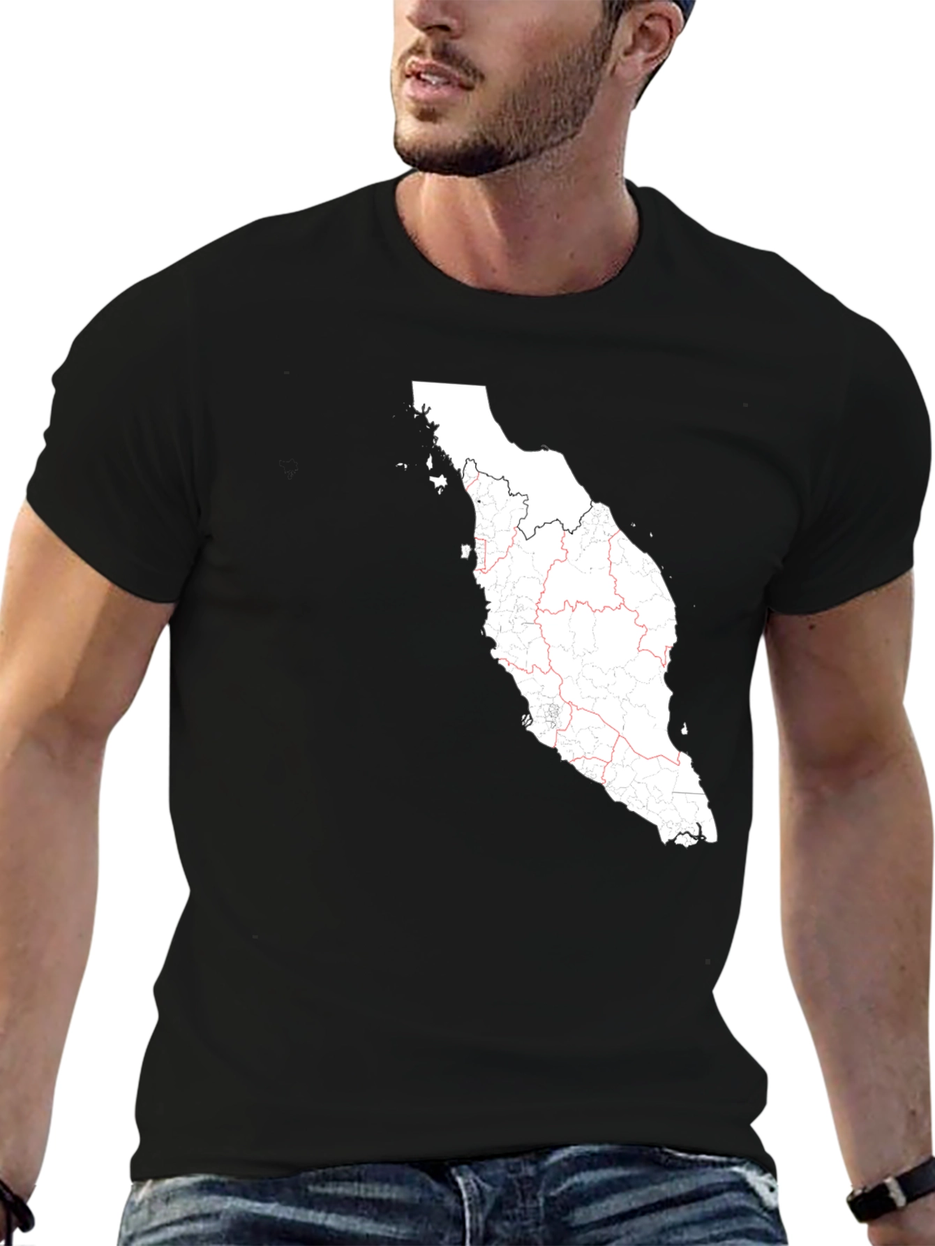 Camiseta Negra con Mapa de Malasia