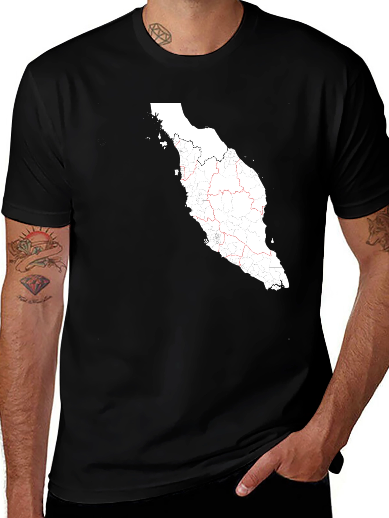 Camiseta Negra con Mapa de Malasia