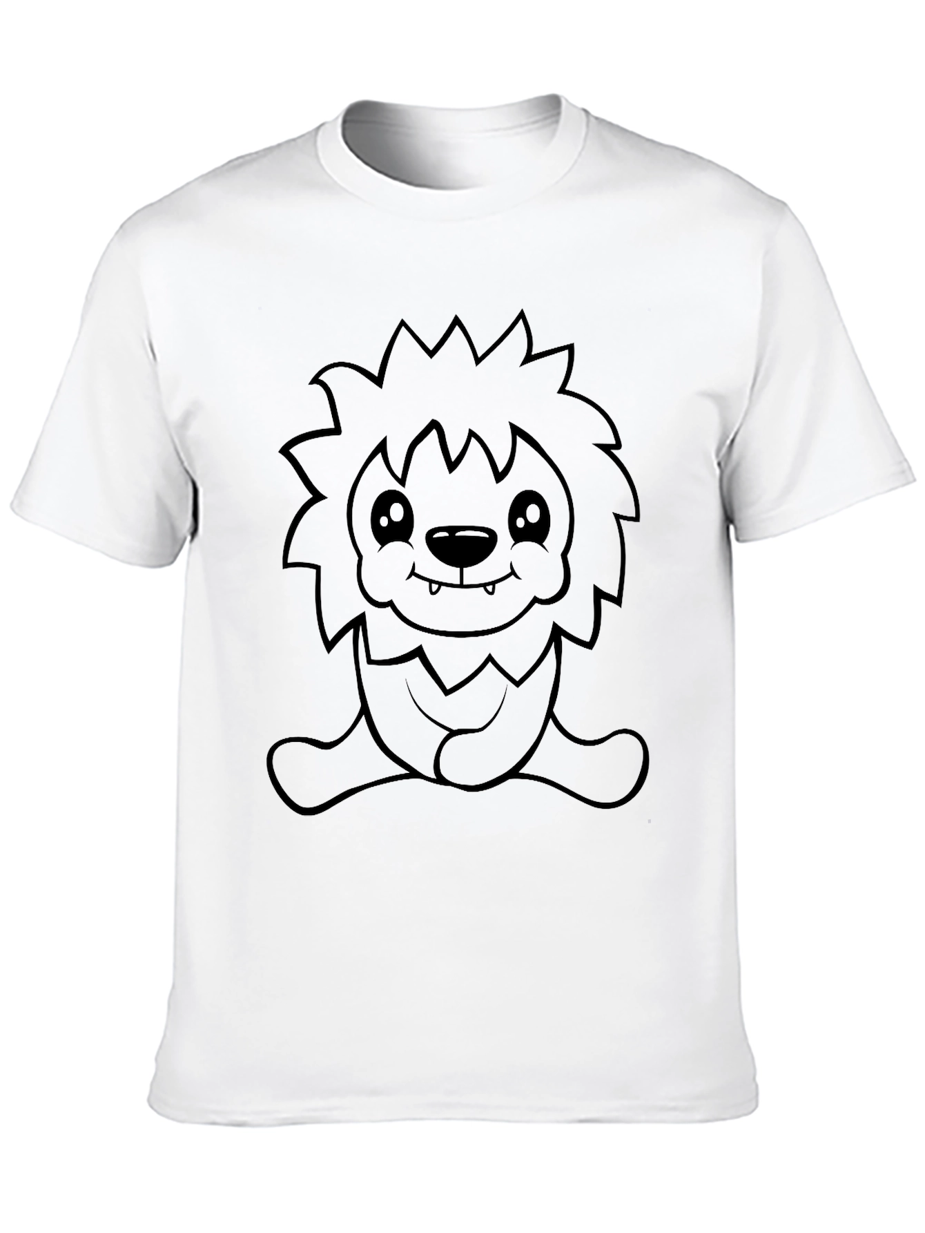 Camiseta Negra con Diseño de León Animado