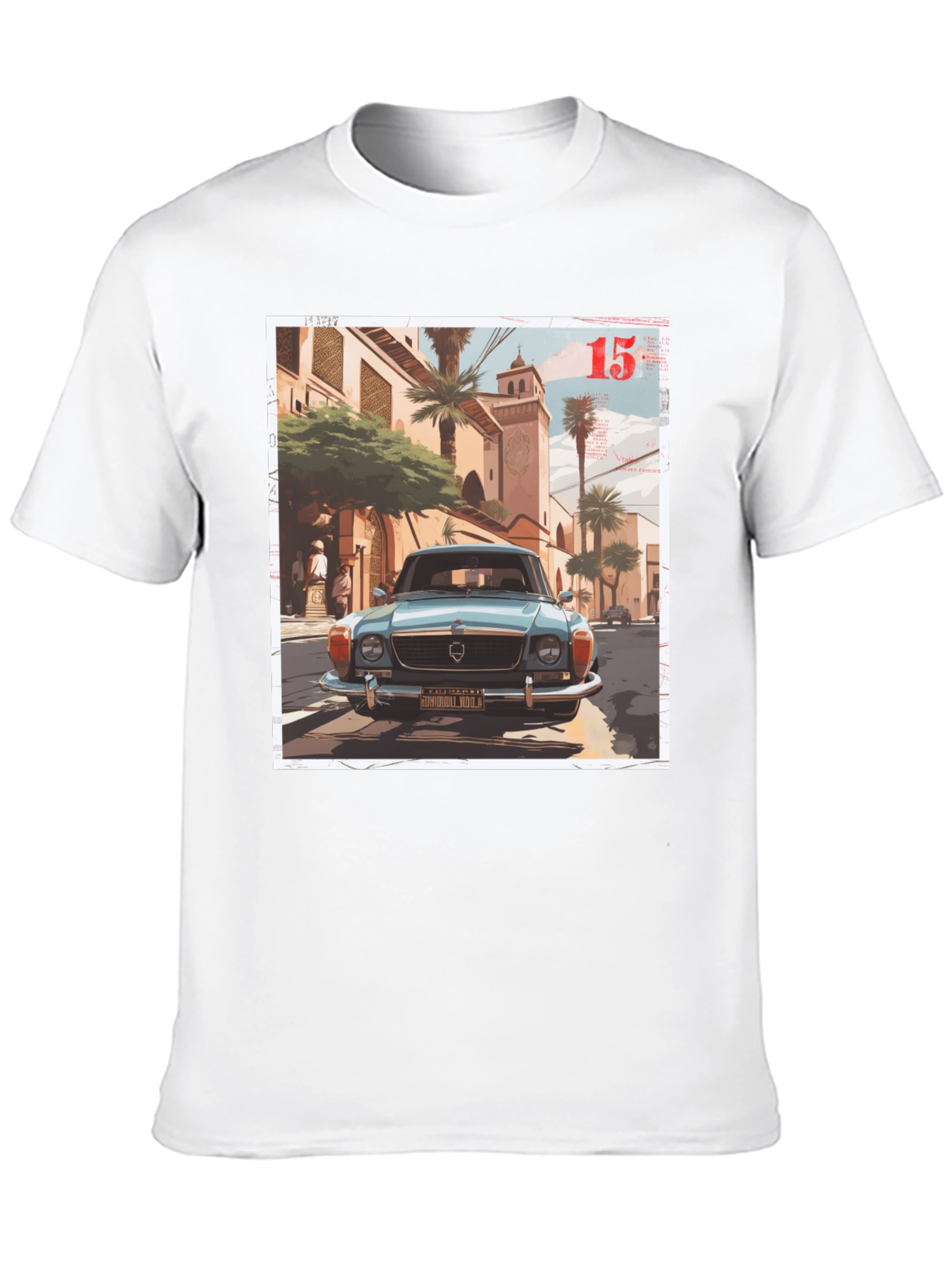 Camiseta Negra con Diseño de Coche Clásico
