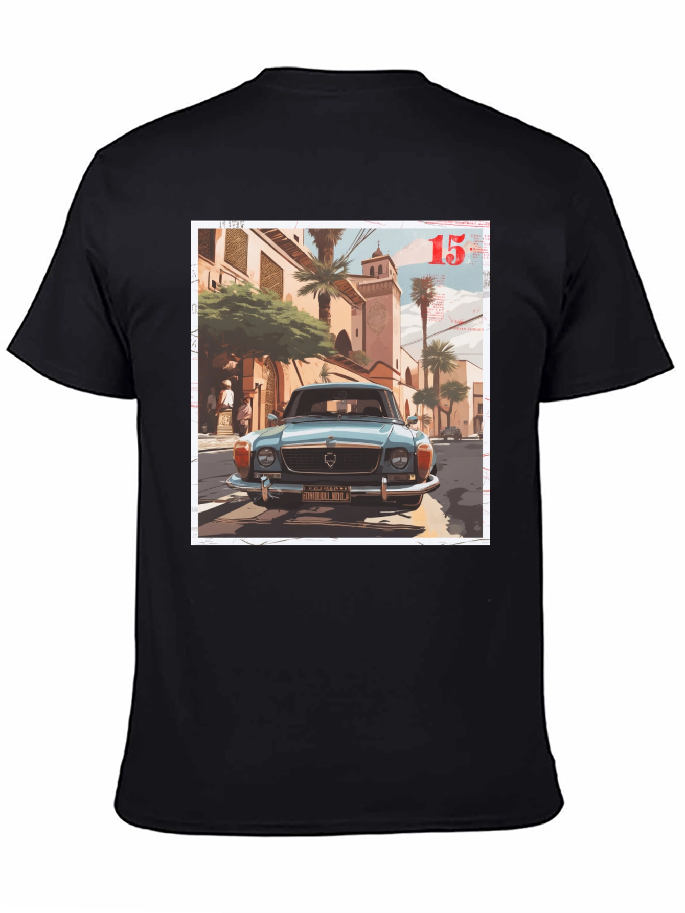 Camiseta Negra con Diseño de Coche Clásico