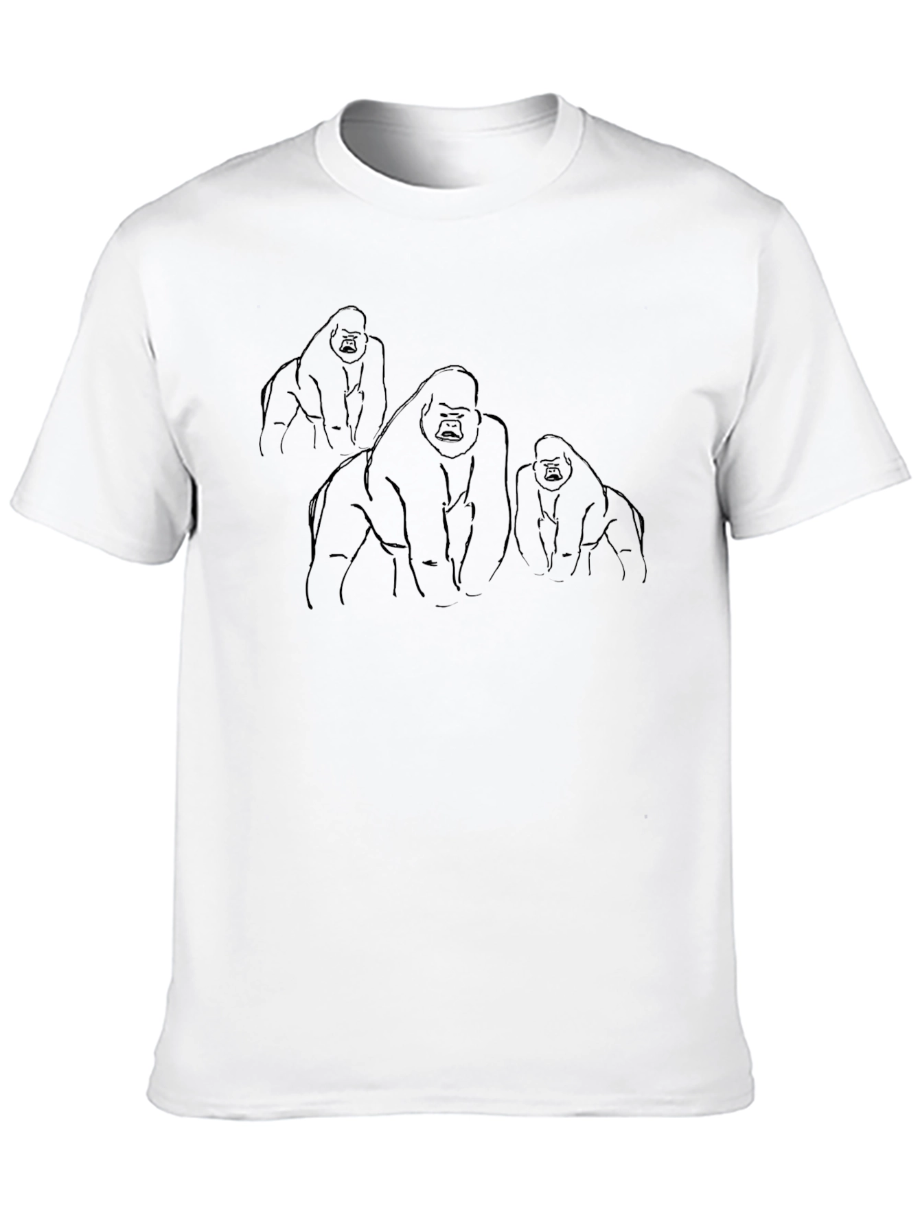 Camiseta Negra con Diseño de Gorilas