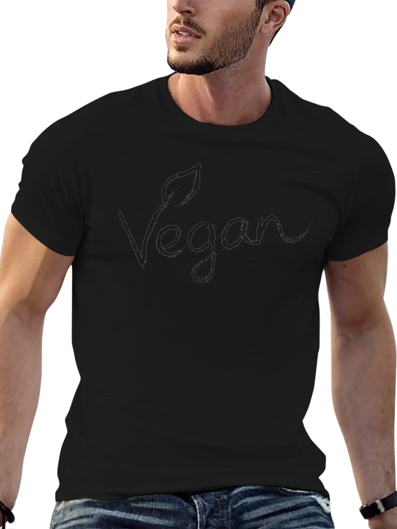 Camiseta Negra Vegan para Hombre - Estilo Casual
