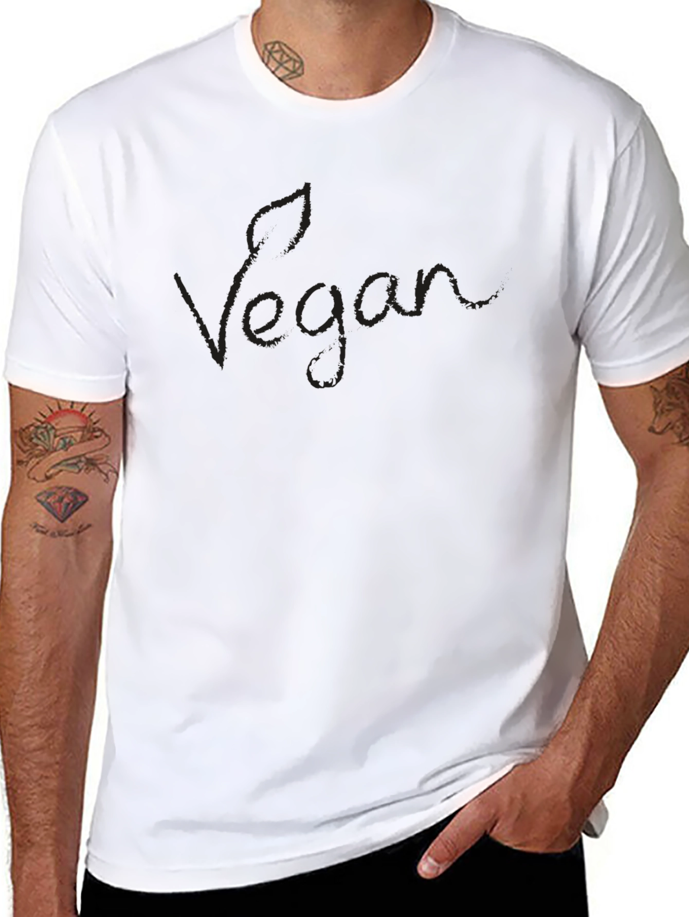 Camiseta Negra Vegan para Hombre - Estilo Casual