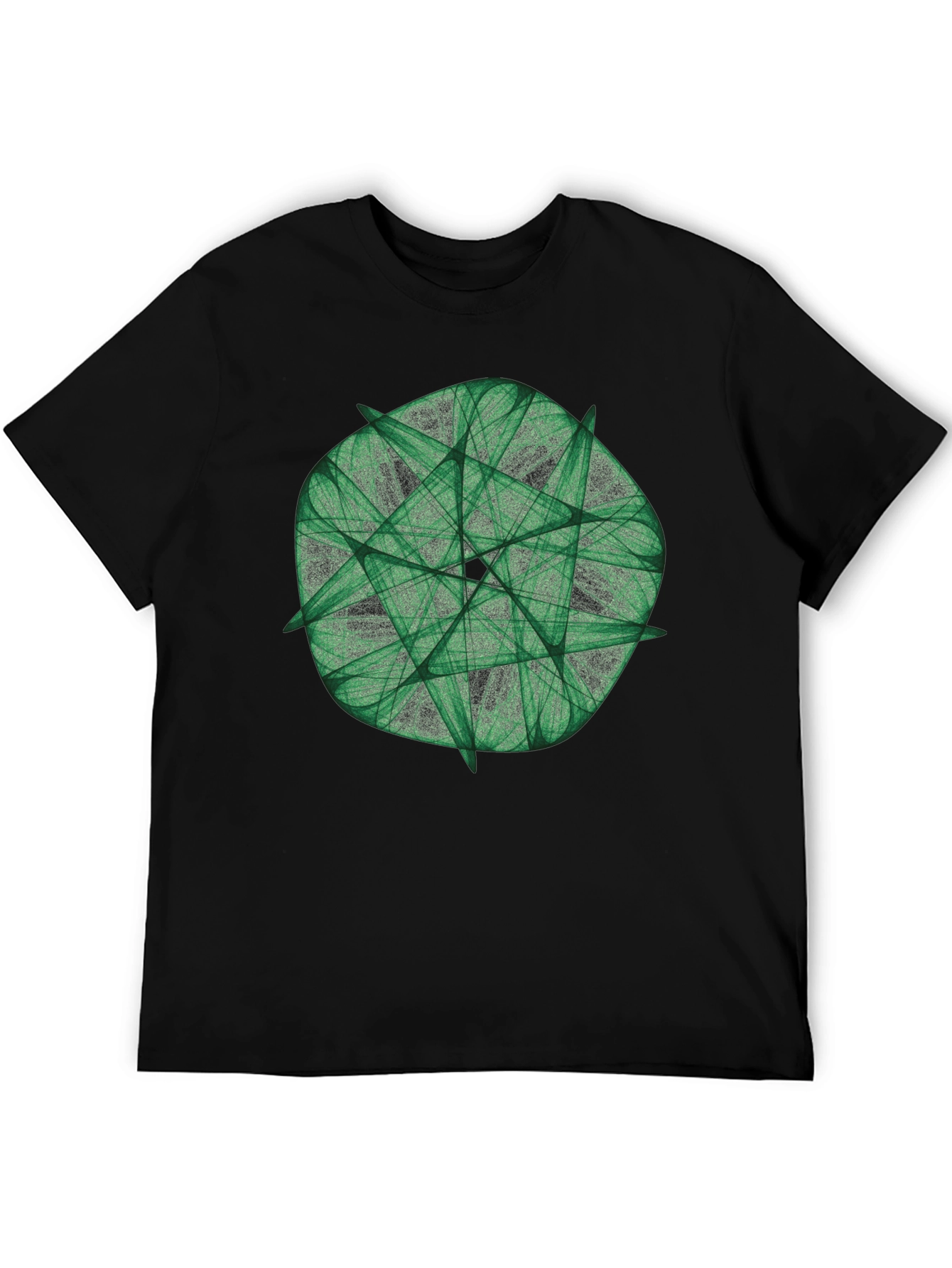 Camiseta Negra con Diseño Abstracto Verde