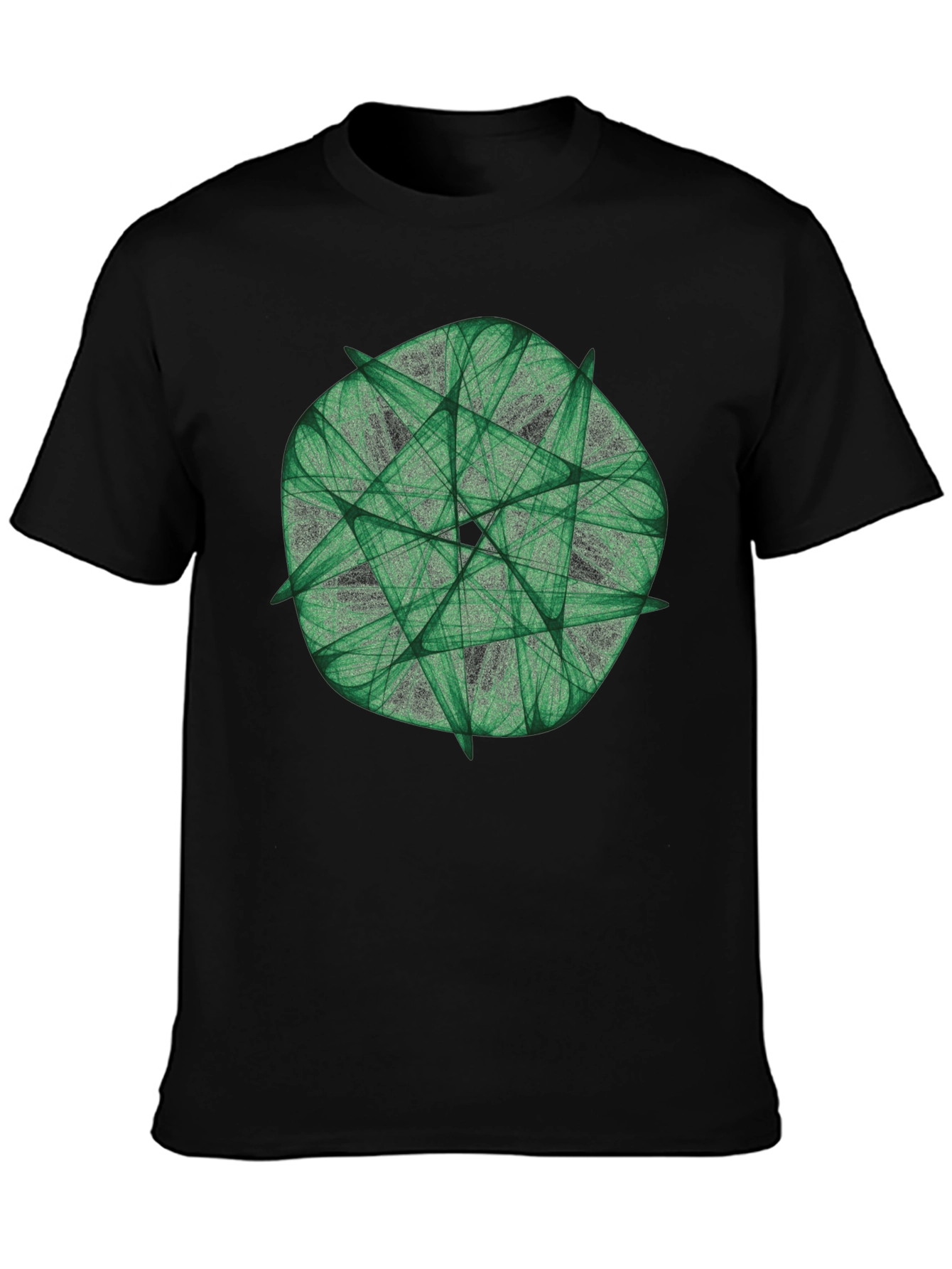 Camiseta Negra con Diseño Abstracto Verde