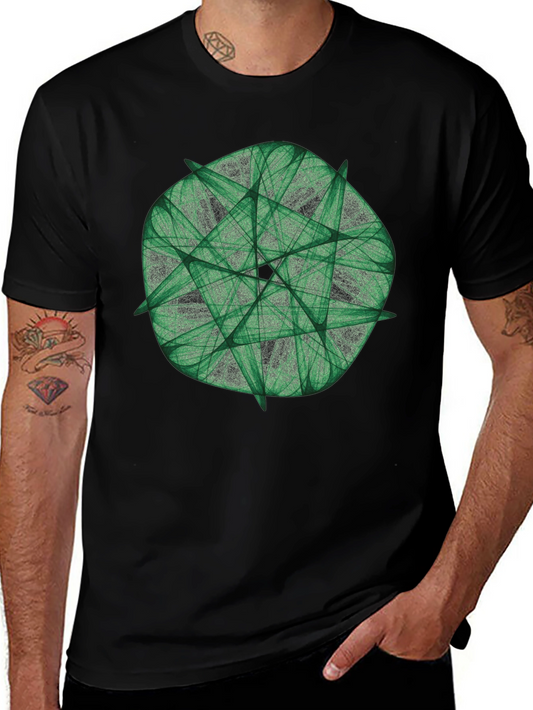 Camiseta Negra con Diseño Abstracto Verde