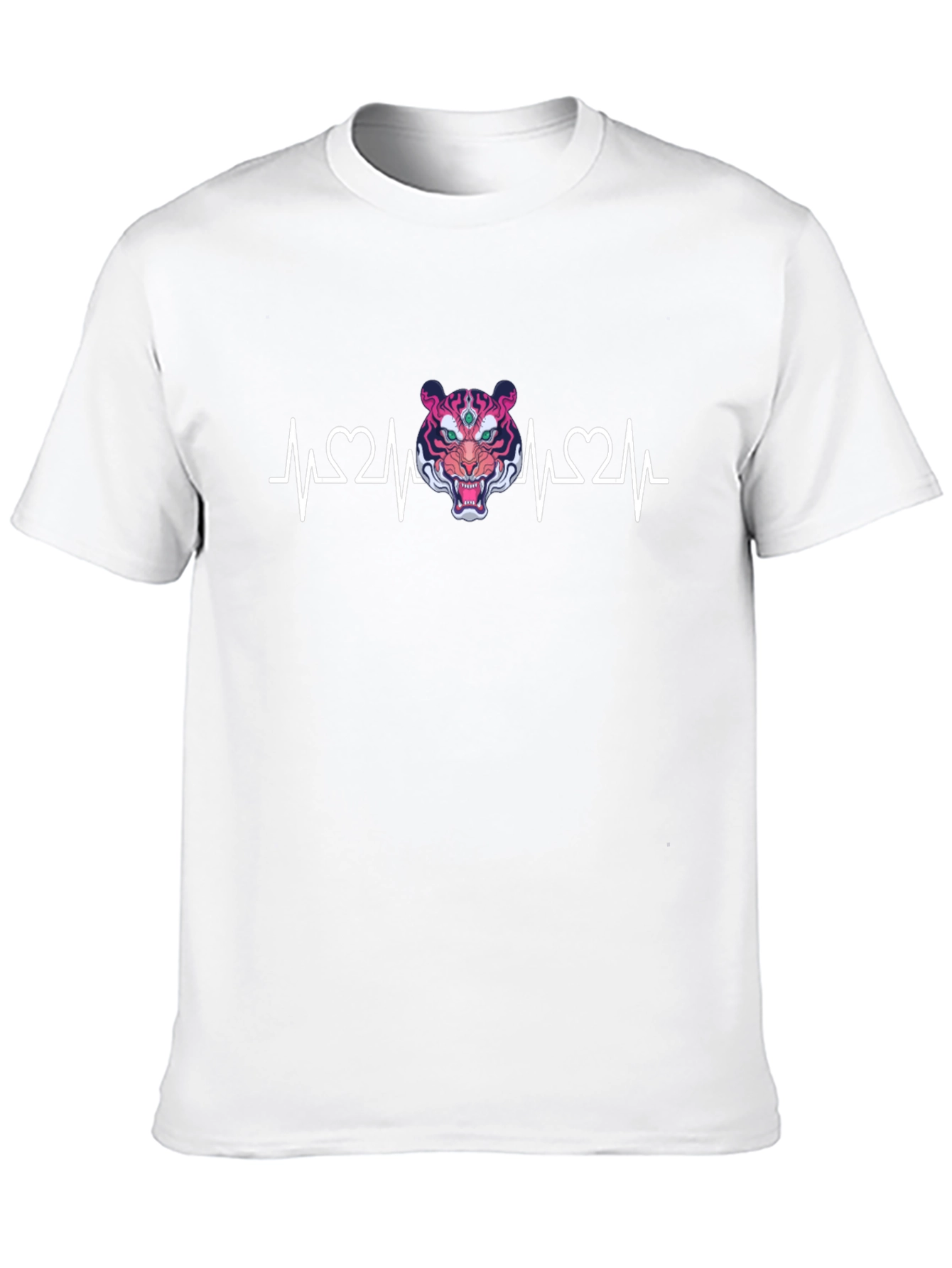 Camiseta Negra con Diseño de Latido y Tigre