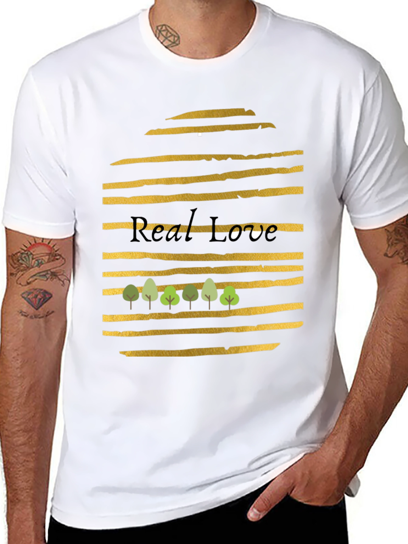 Camiseta Negra Amor Verdadero con Diseño Abstracto