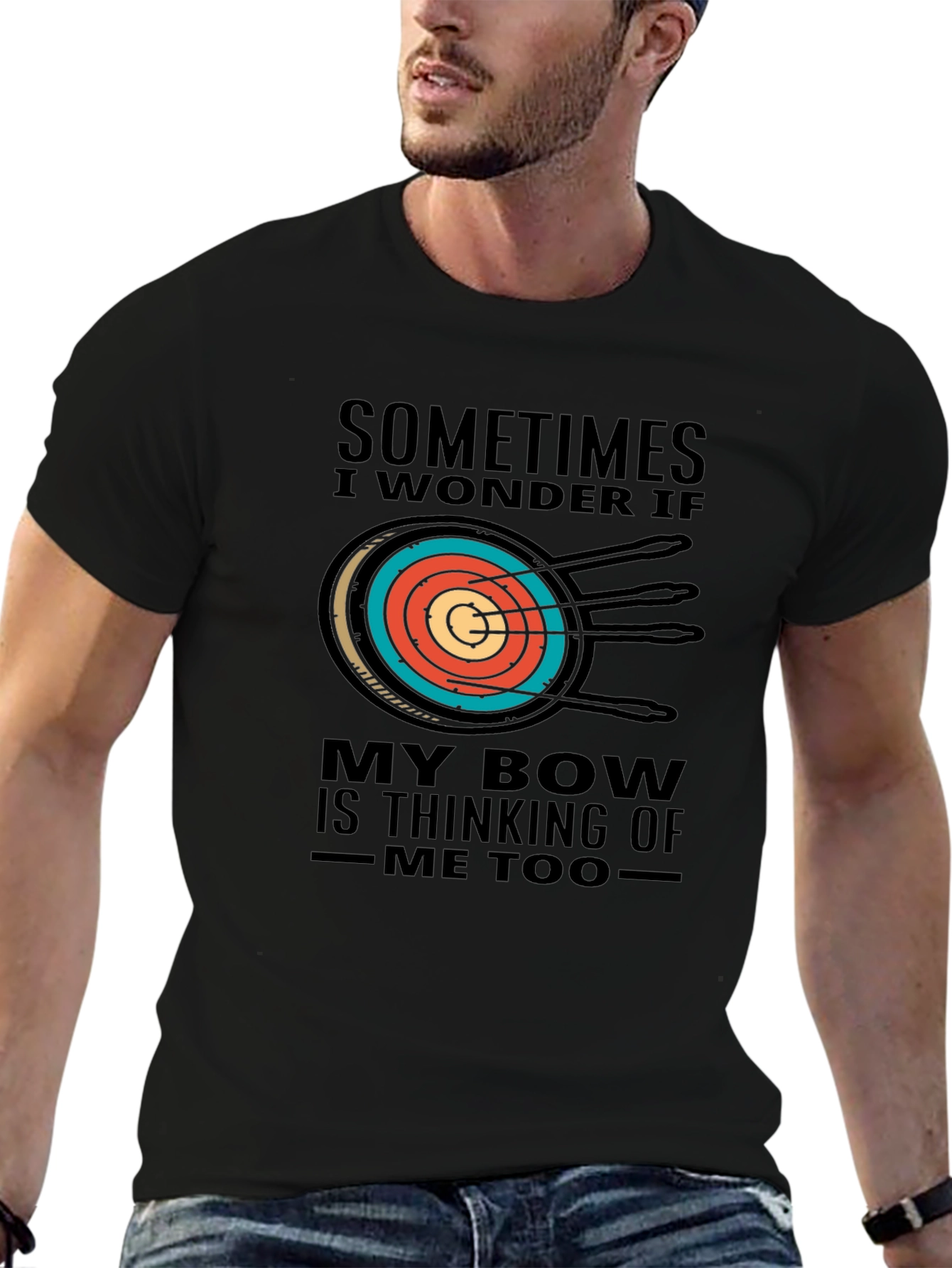 Camiseta Negra de Arquero con Diseño Divertido