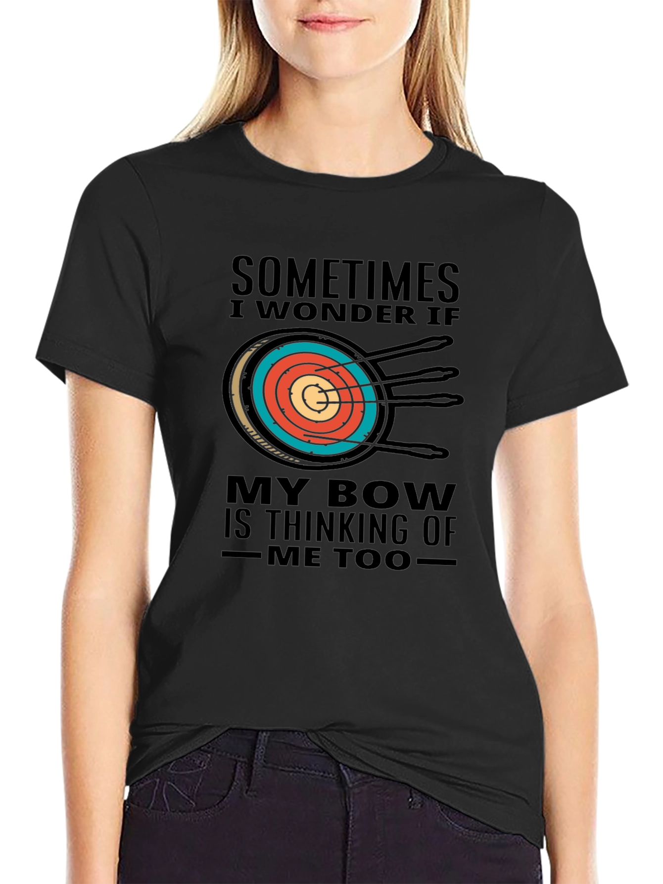 Camiseta Negra de Arquero con Diseño Divertido