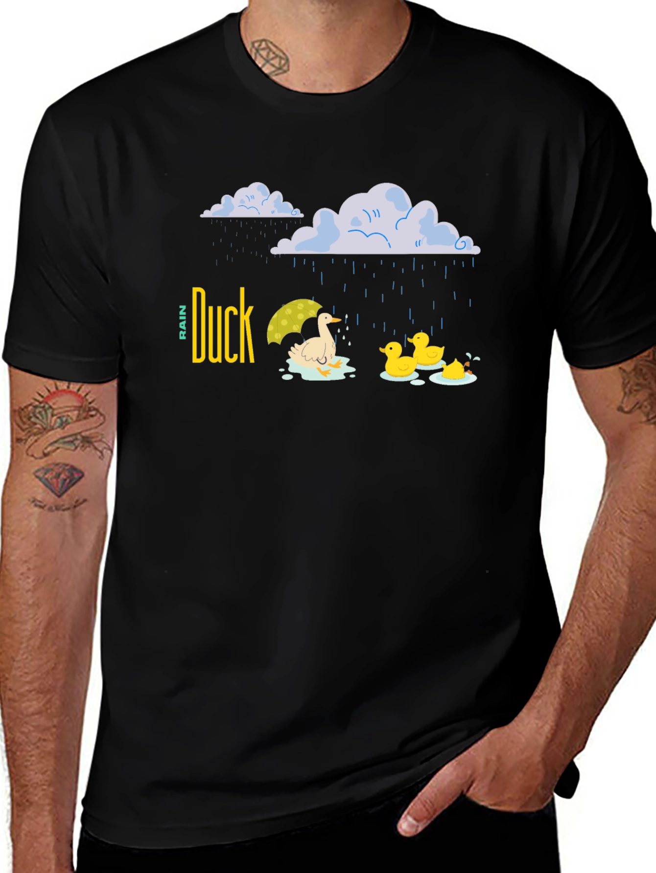 Camiseta Negra Duck Rain para Días Lluviosos