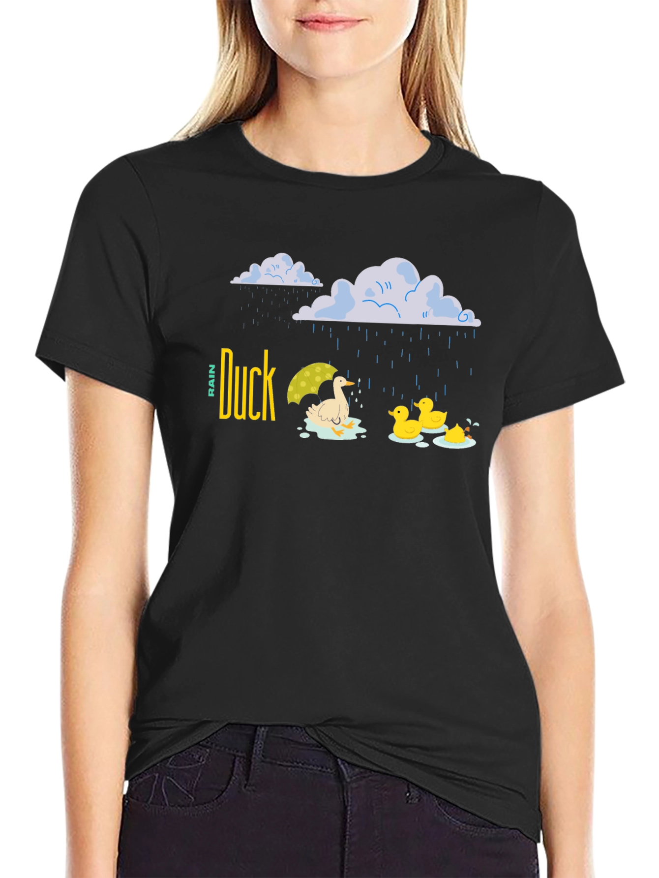 Camiseta Negra Duck Rain para Días Lluviosos