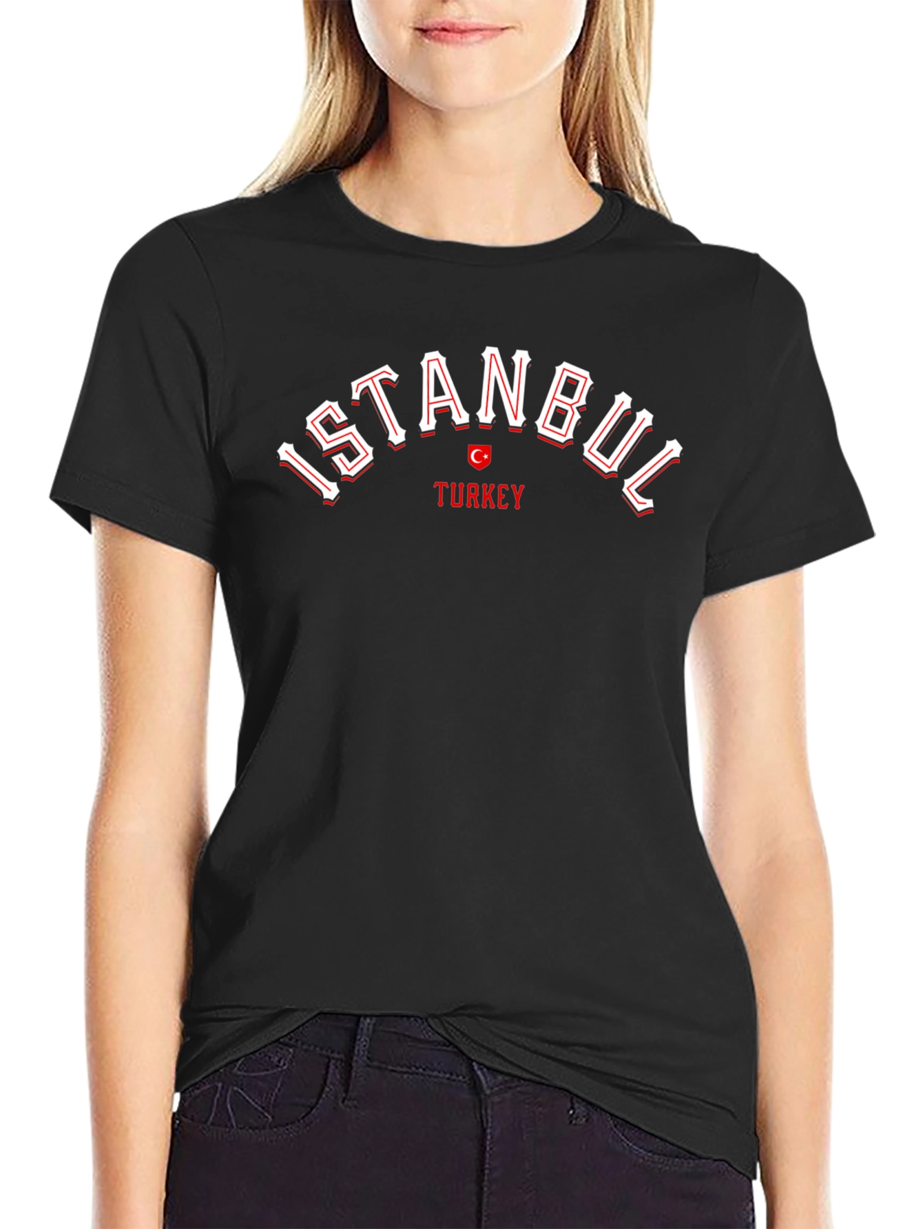 Camiseta Negra Estambul Turquía Diseño Casual