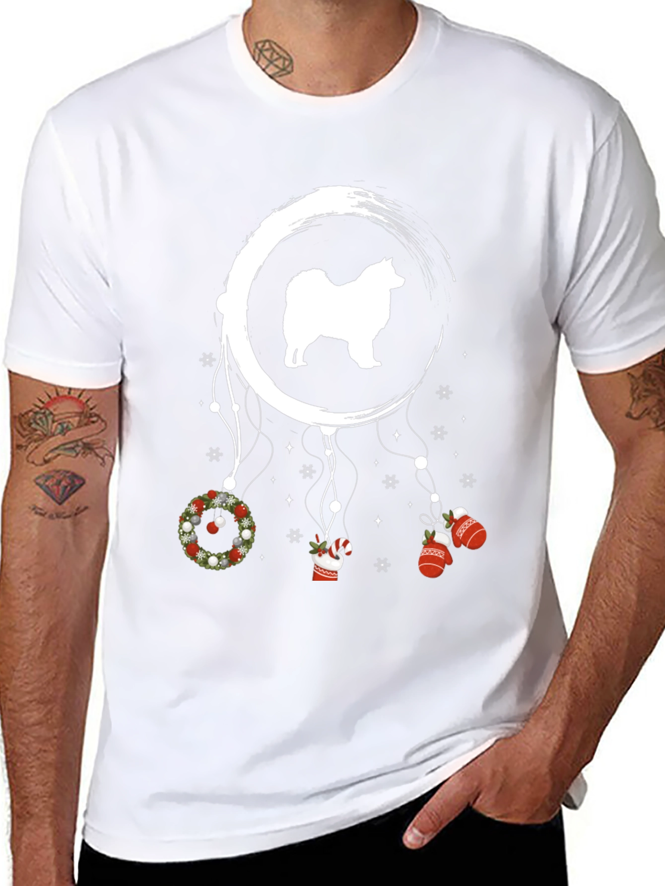 Camiseta Negra con Diseño Festivo de Perro
