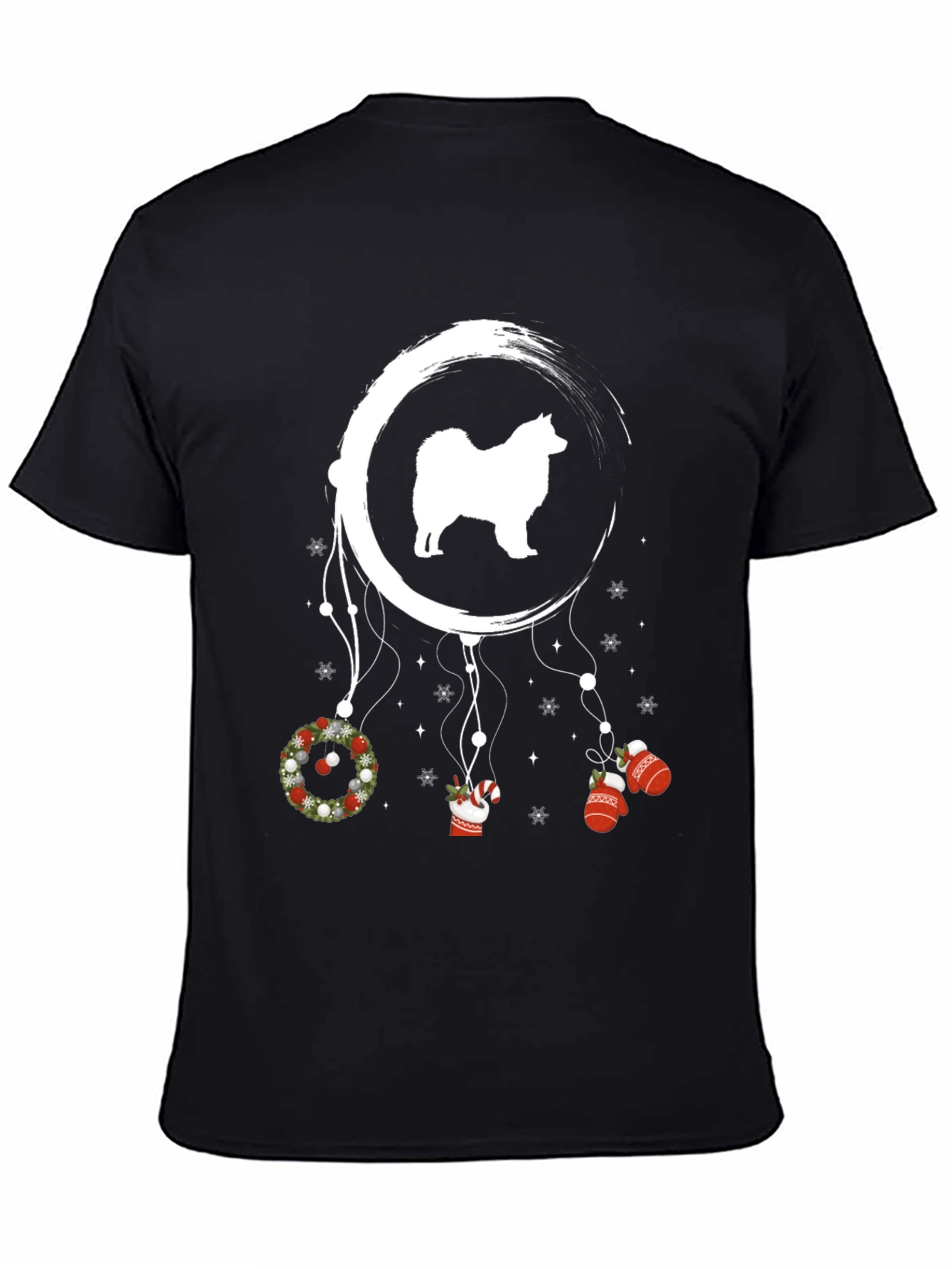 Camiseta Negra con Diseño Festivo de Perro
