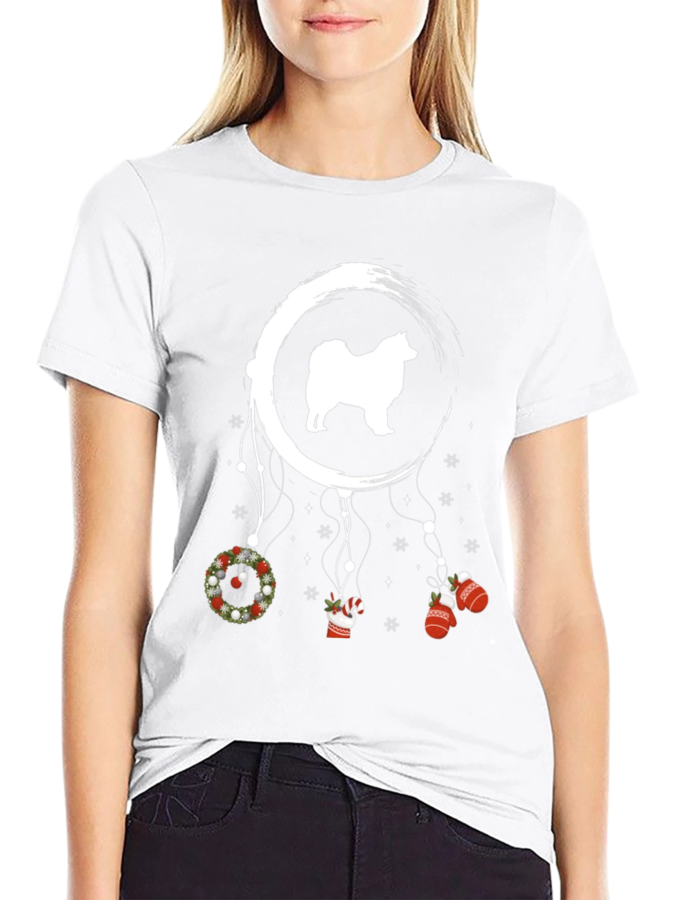 Camiseta Negra con Diseño Festivo de Perro