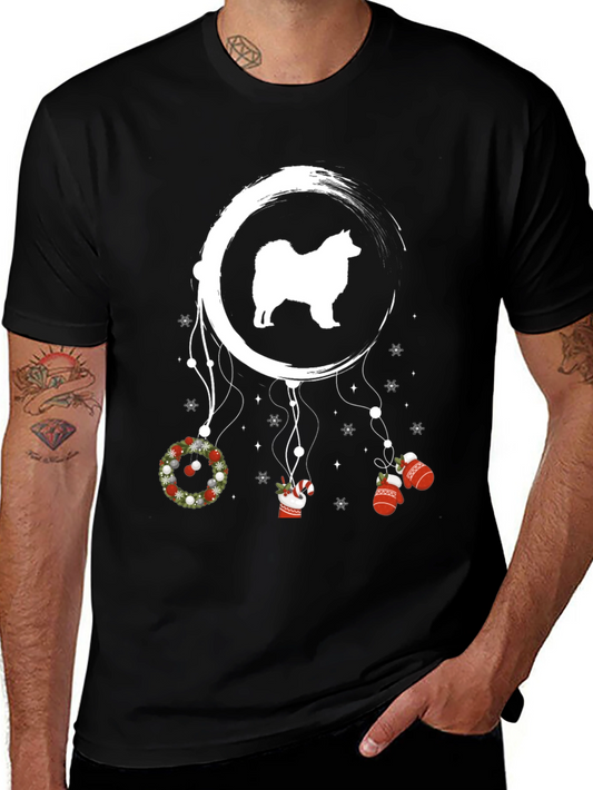 Camiseta Negra con Diseño Festivo de Perro