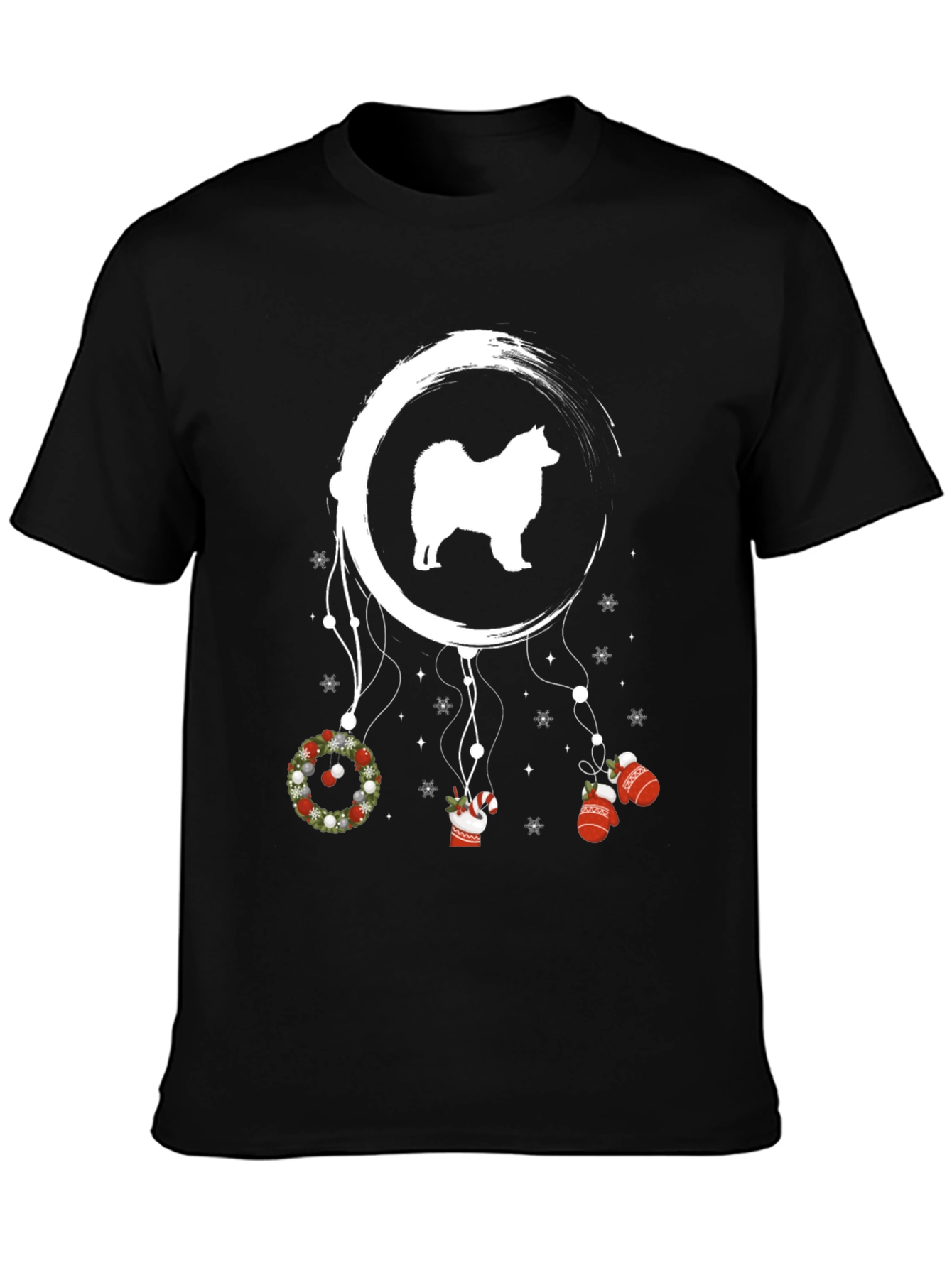 Camiseta Negra con Diseño Festivo de Perro