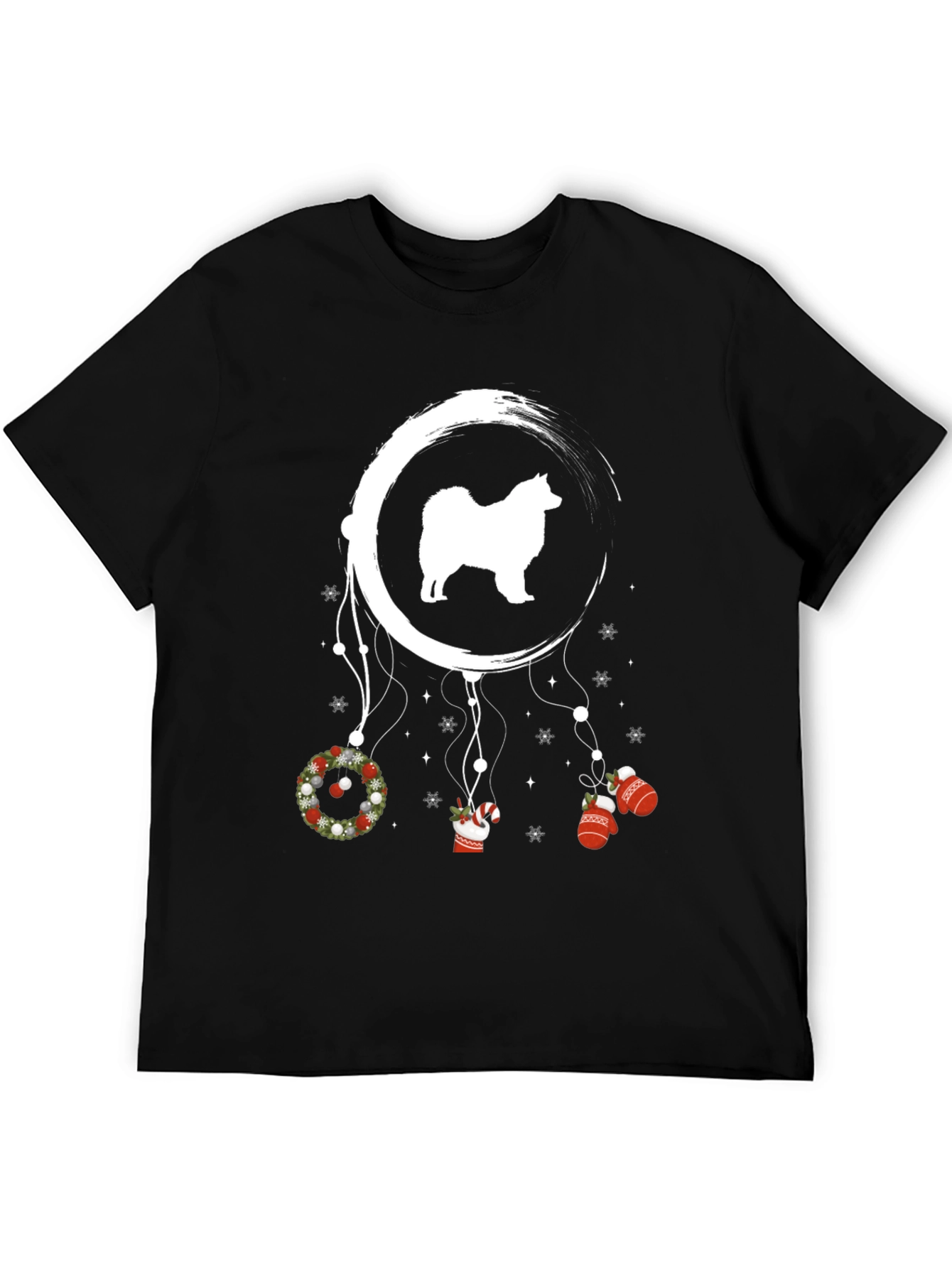 Camiseta Negra con Diseño Festivo de Perro