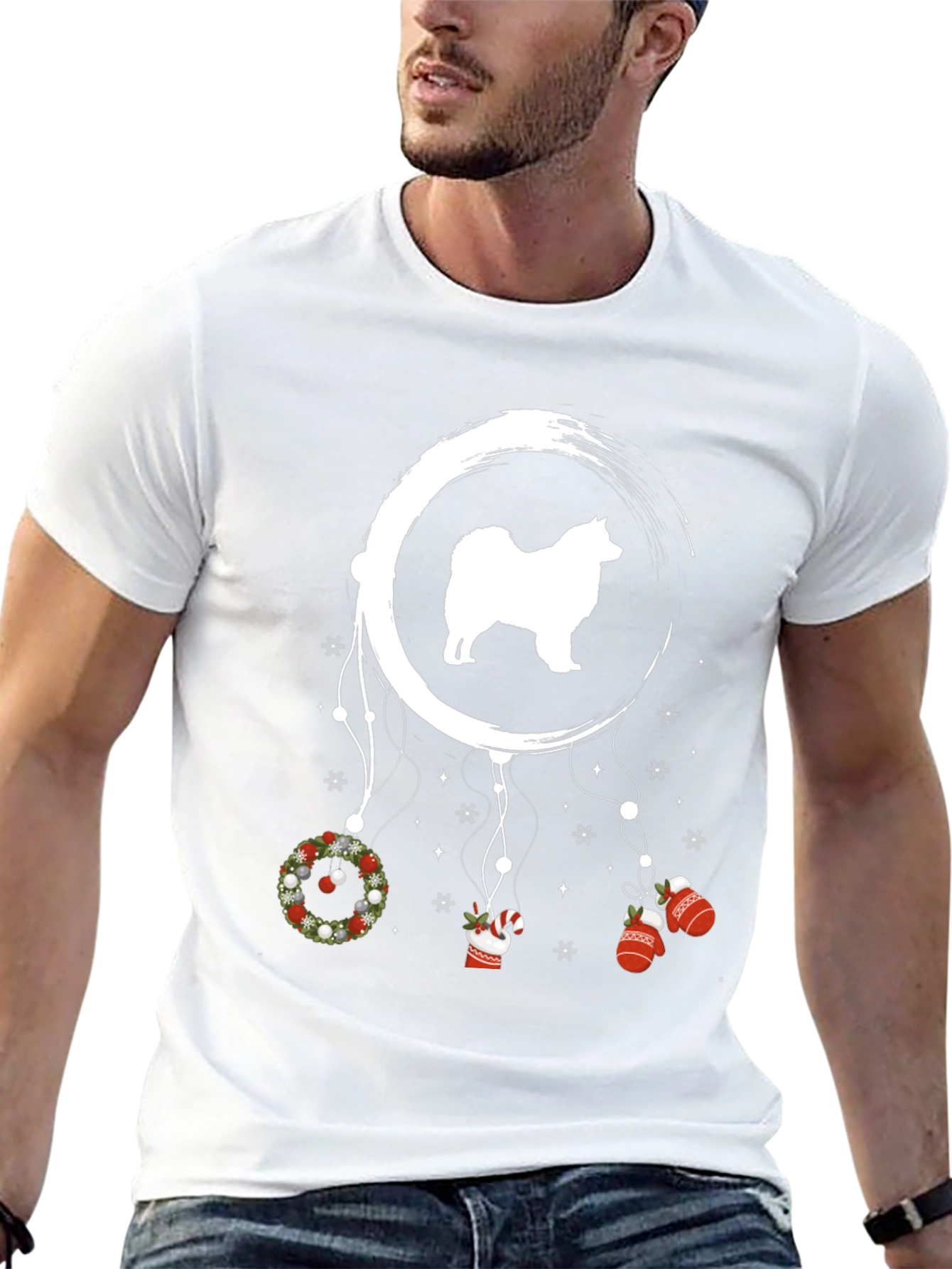 Camiseta Negra con Diseño Festivo de Perro