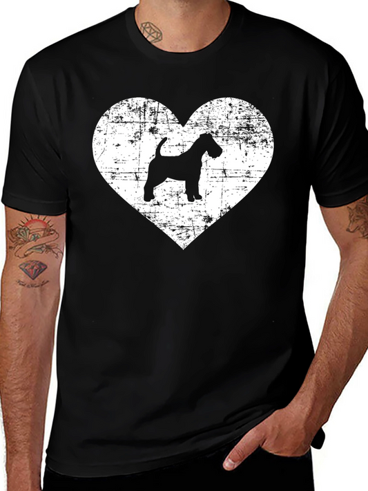 Camiseta Negra con Diseño de Corazón y Perro Terrier