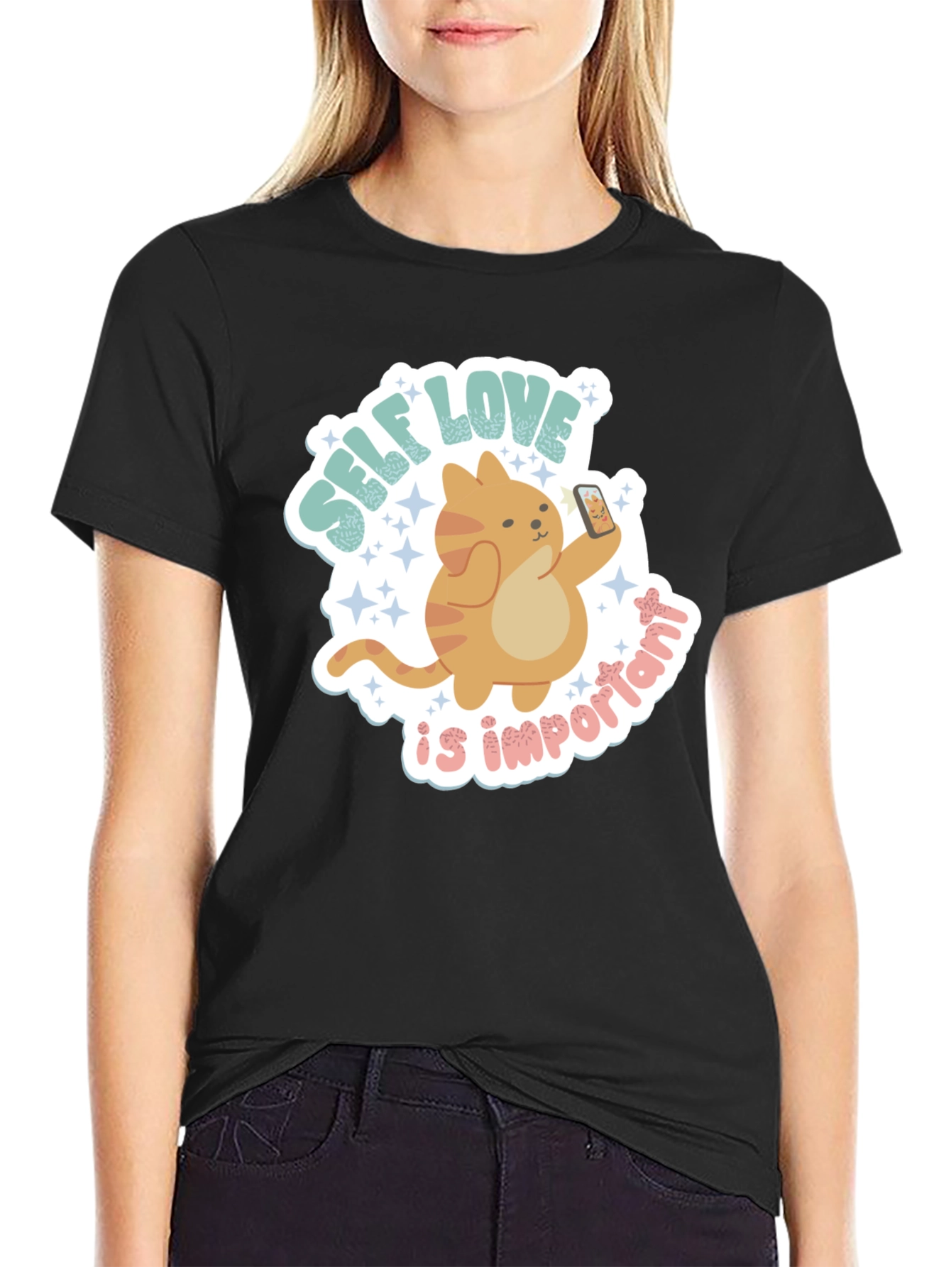 Camiseta Negra con Diseño Self Love