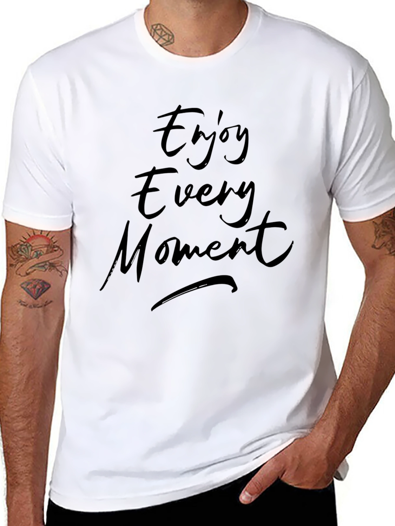 Camiseta Negra Hombre Disfruta Cada Momento